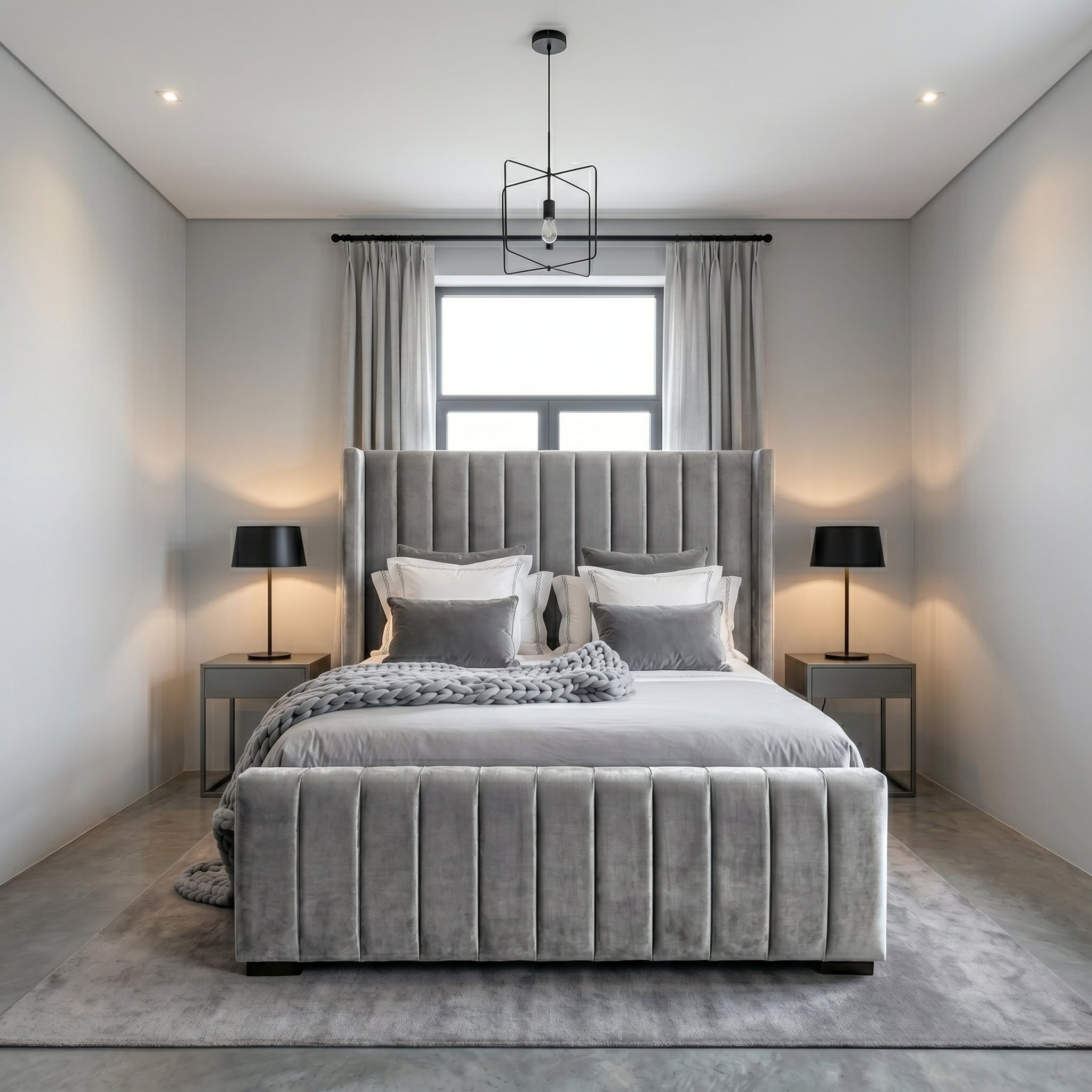 Wingback Bed Frame Wingback GREY PLUSH Velvet Bed Frame