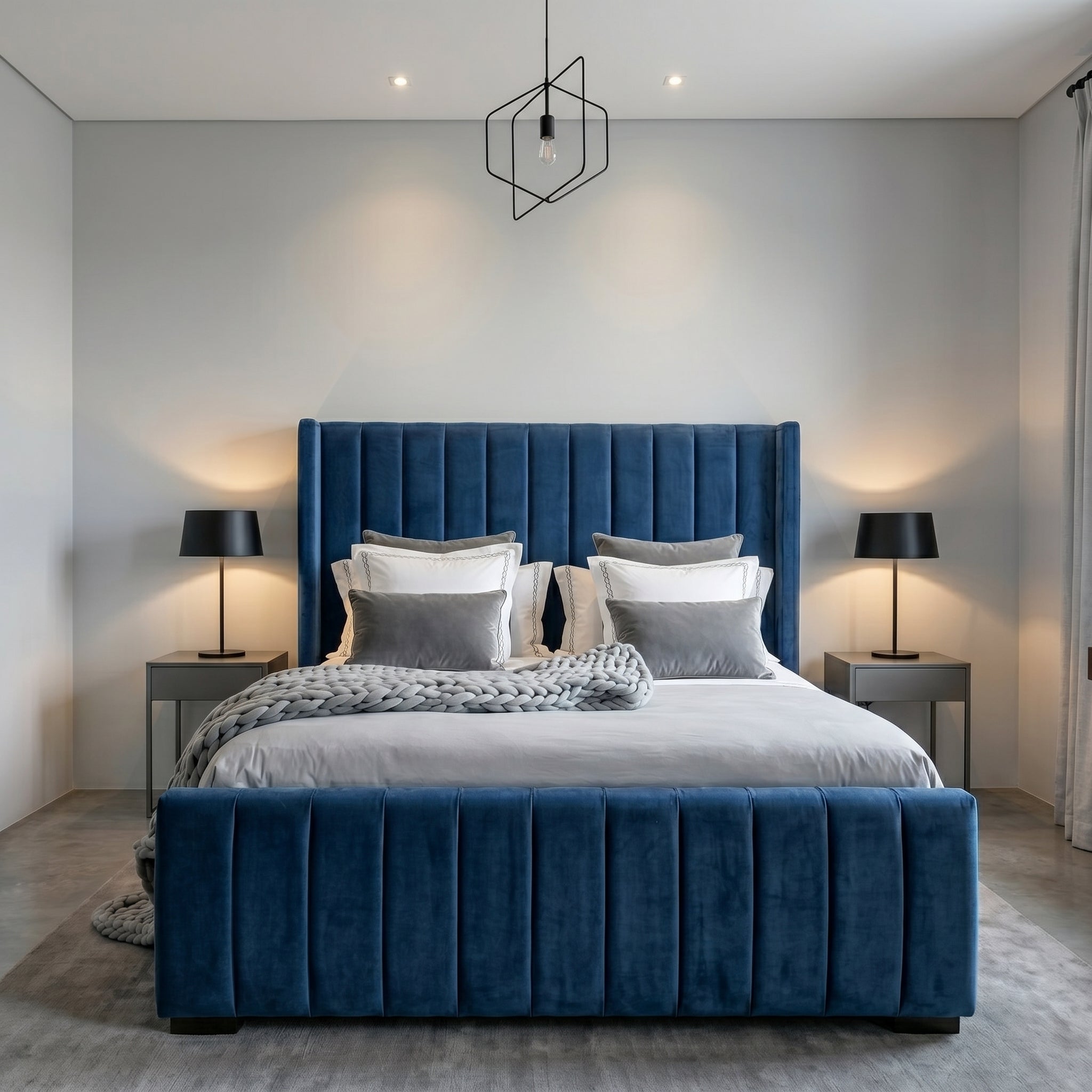 Wingback Bed Frame Wingback GREY PLUSH Velvet Bed Frame
