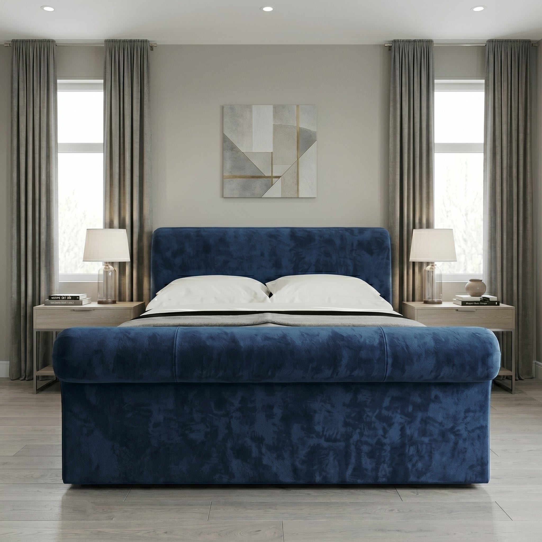 Paris Chesterfield Upholstered Scroll Bed Frame