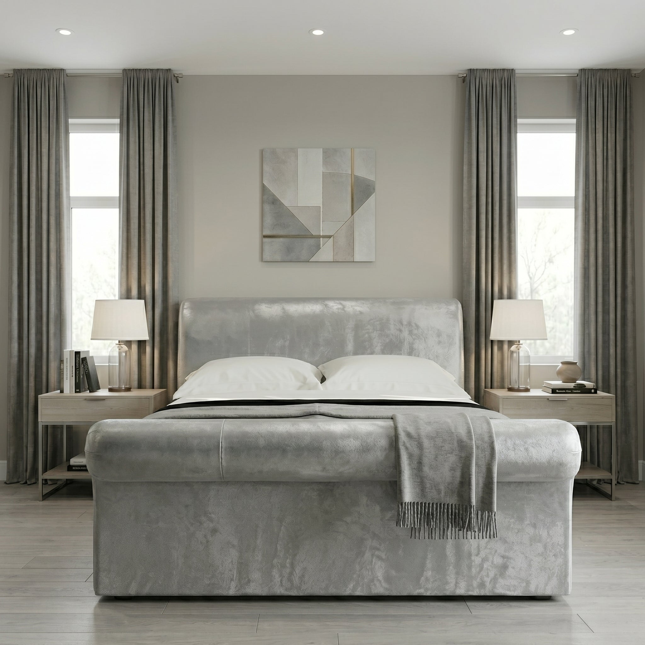 Paris Chesterfield Upholstered Scroll Bed Frame