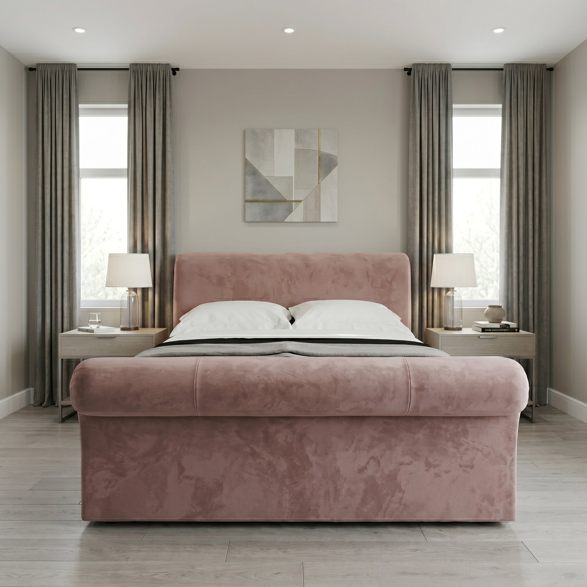 Paris Chesterfield Upholstered Scroll Bed Frame