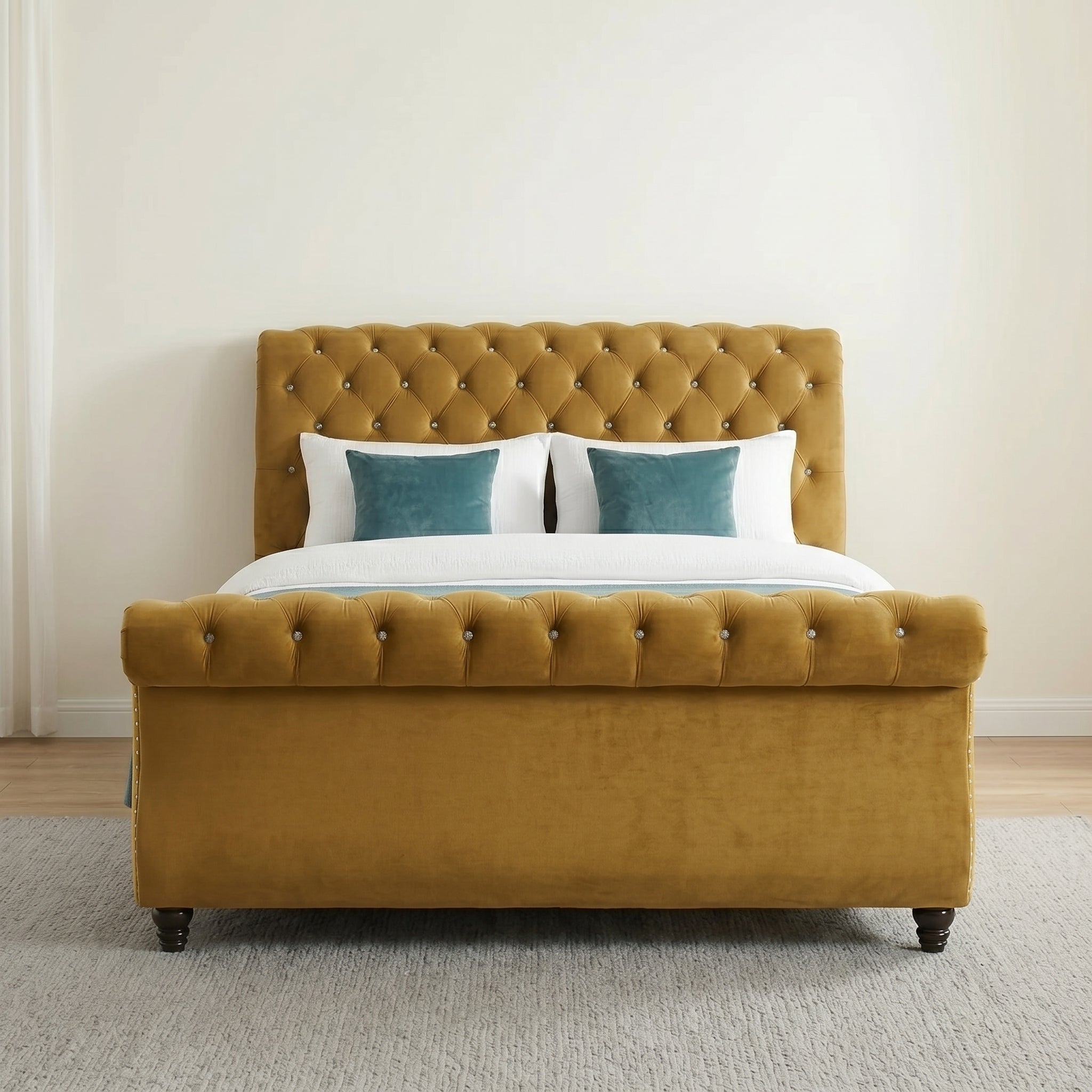 Luxurious Tufted Velvet Upholstered Bed