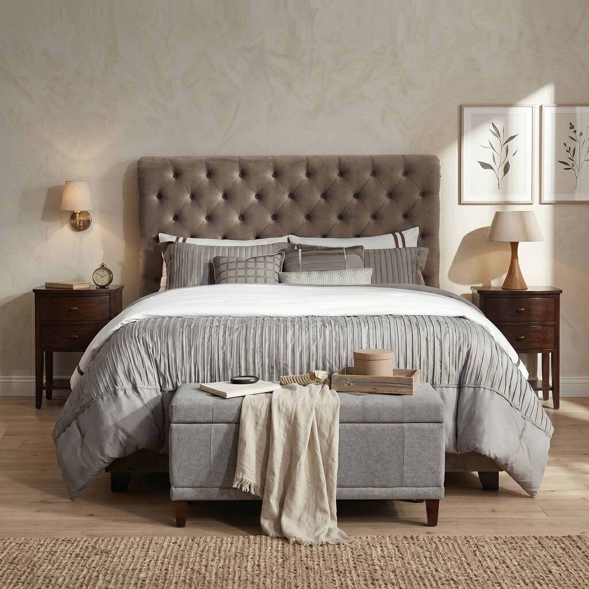 Chesterfield Cream Sleigh Bed King Size