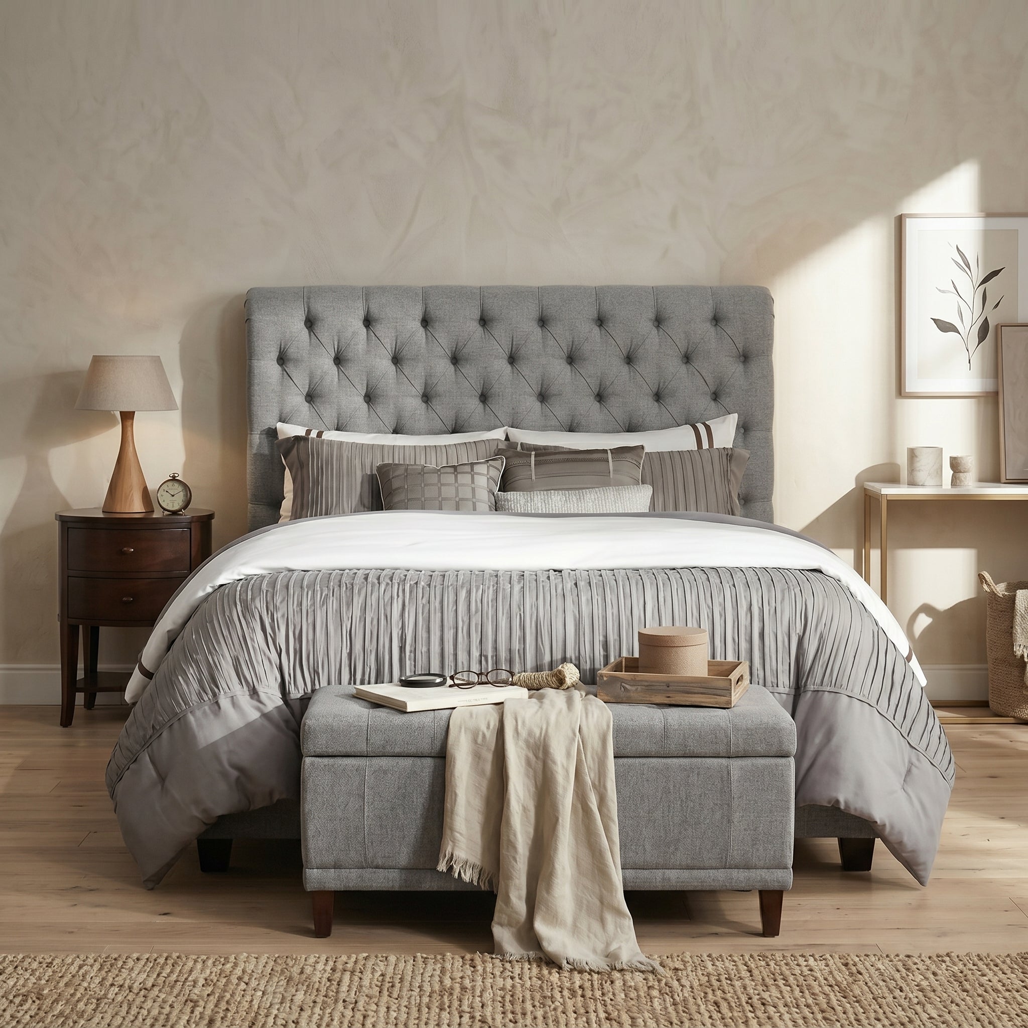 Chesterfield Cream Sleigh Bed King Size