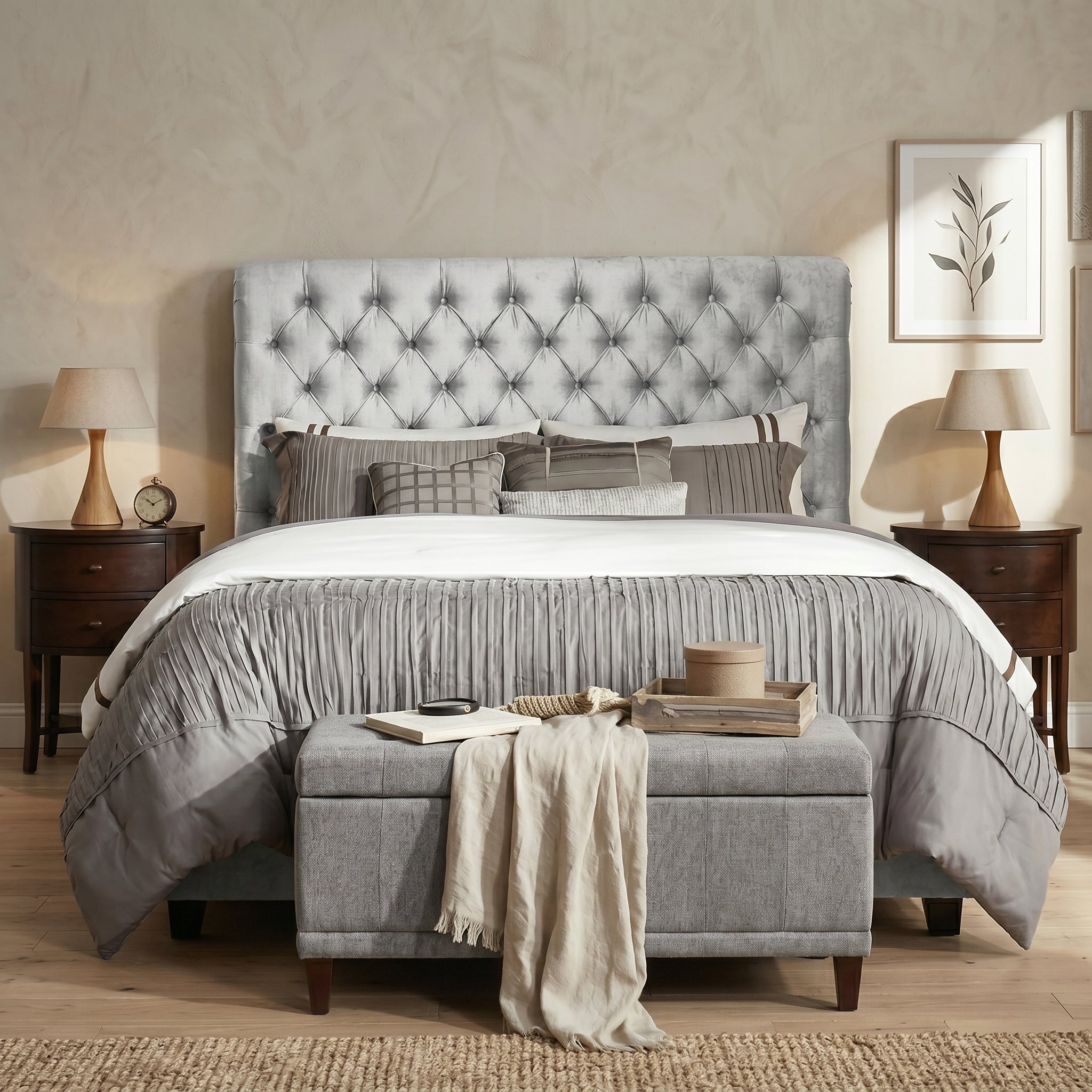 Chesterfield Cream Sleigh Bed King Size