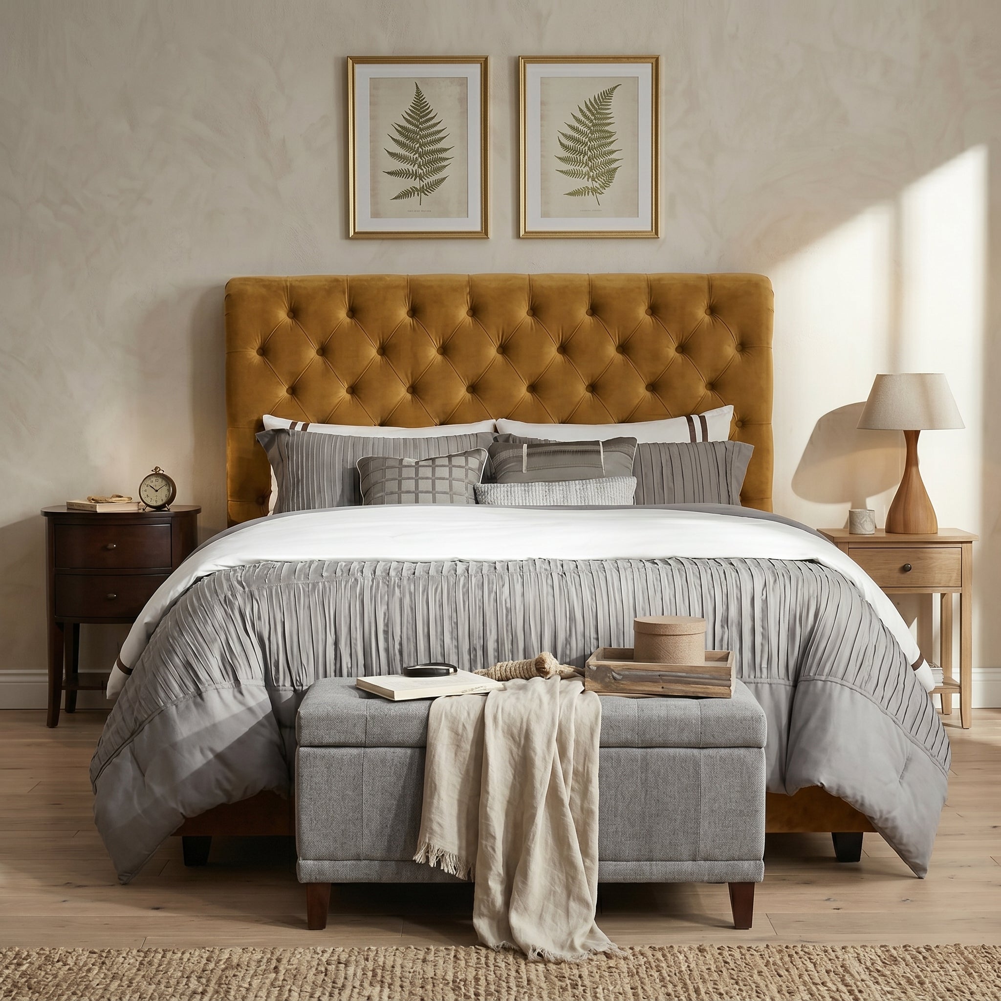 Chesterfield Cream Sleigh Bed King Size