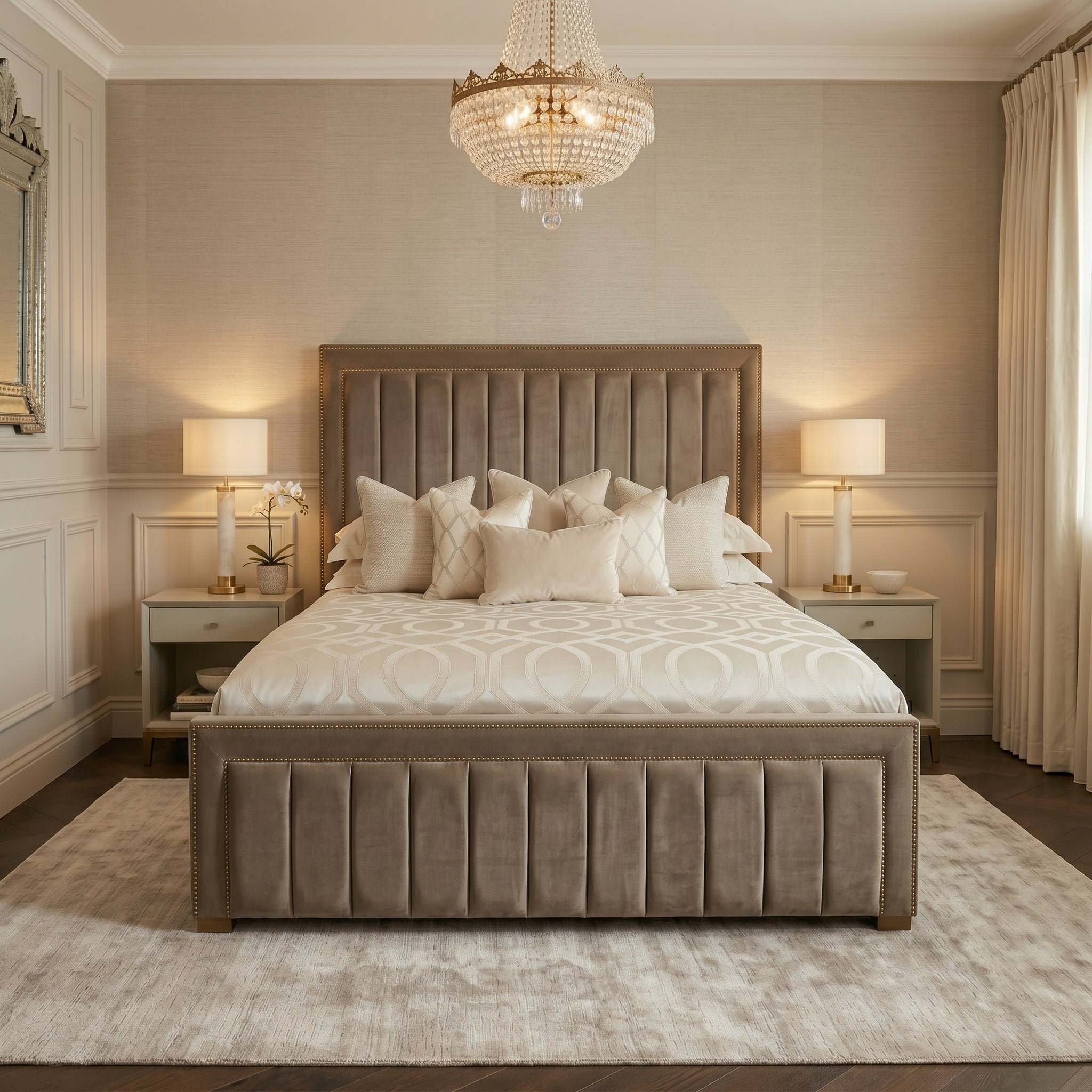 Modern Stripe King Panel Bed Frame