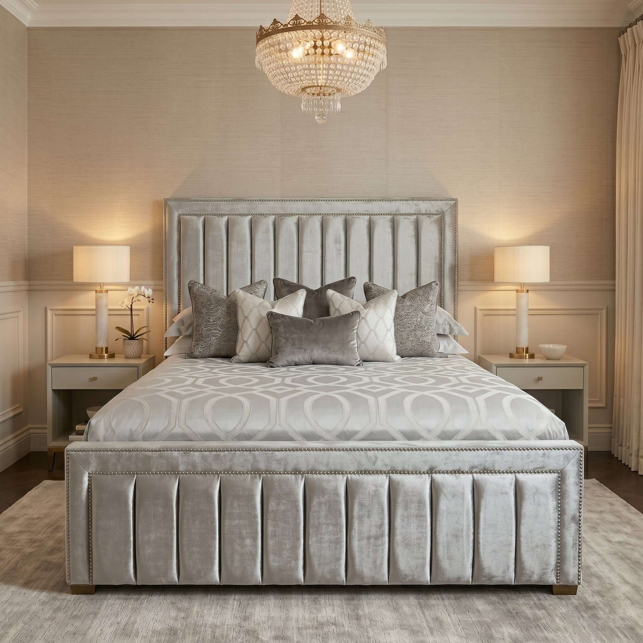 Modern Stripe King Panel Bed Frame