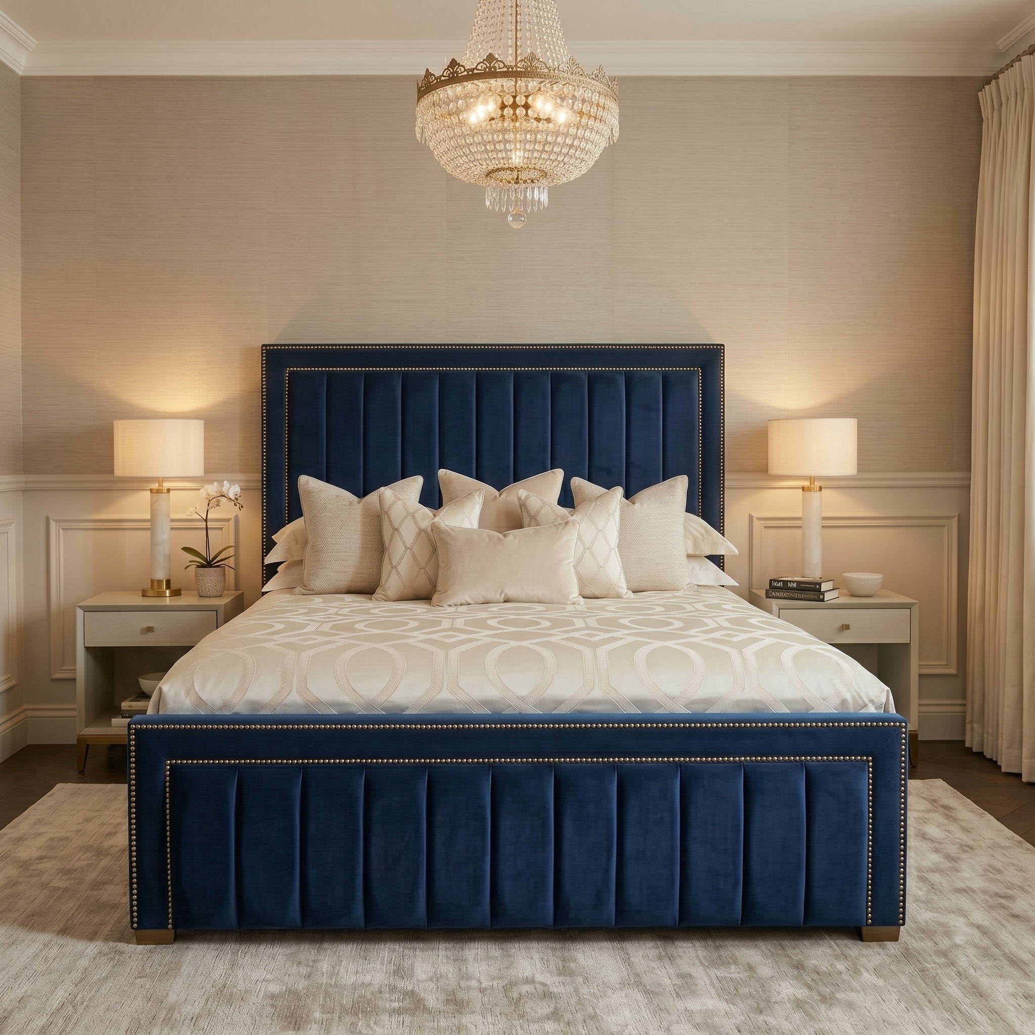 Modern Stripe King Panel Bed Frame