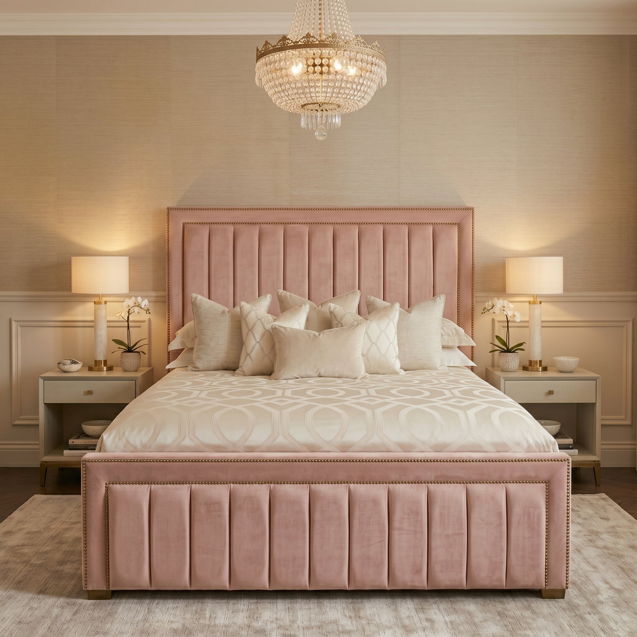Modern Stripe King Panel Bed Frame