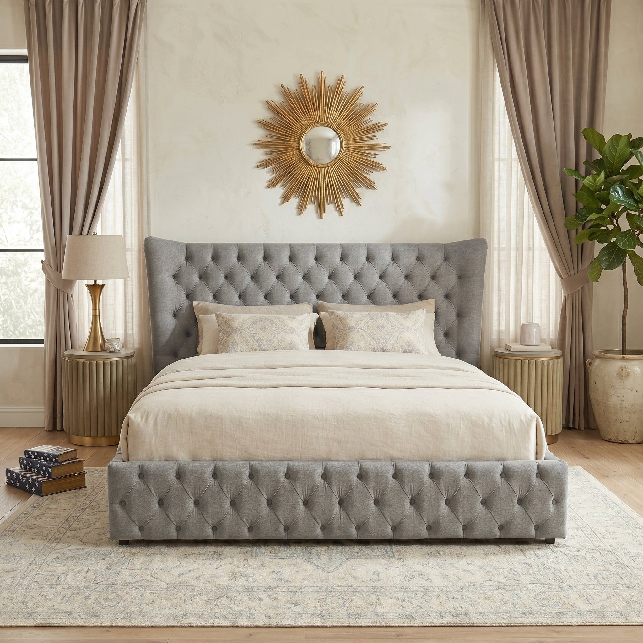 Chesterfield Wing Back Ottoman Bed Frame