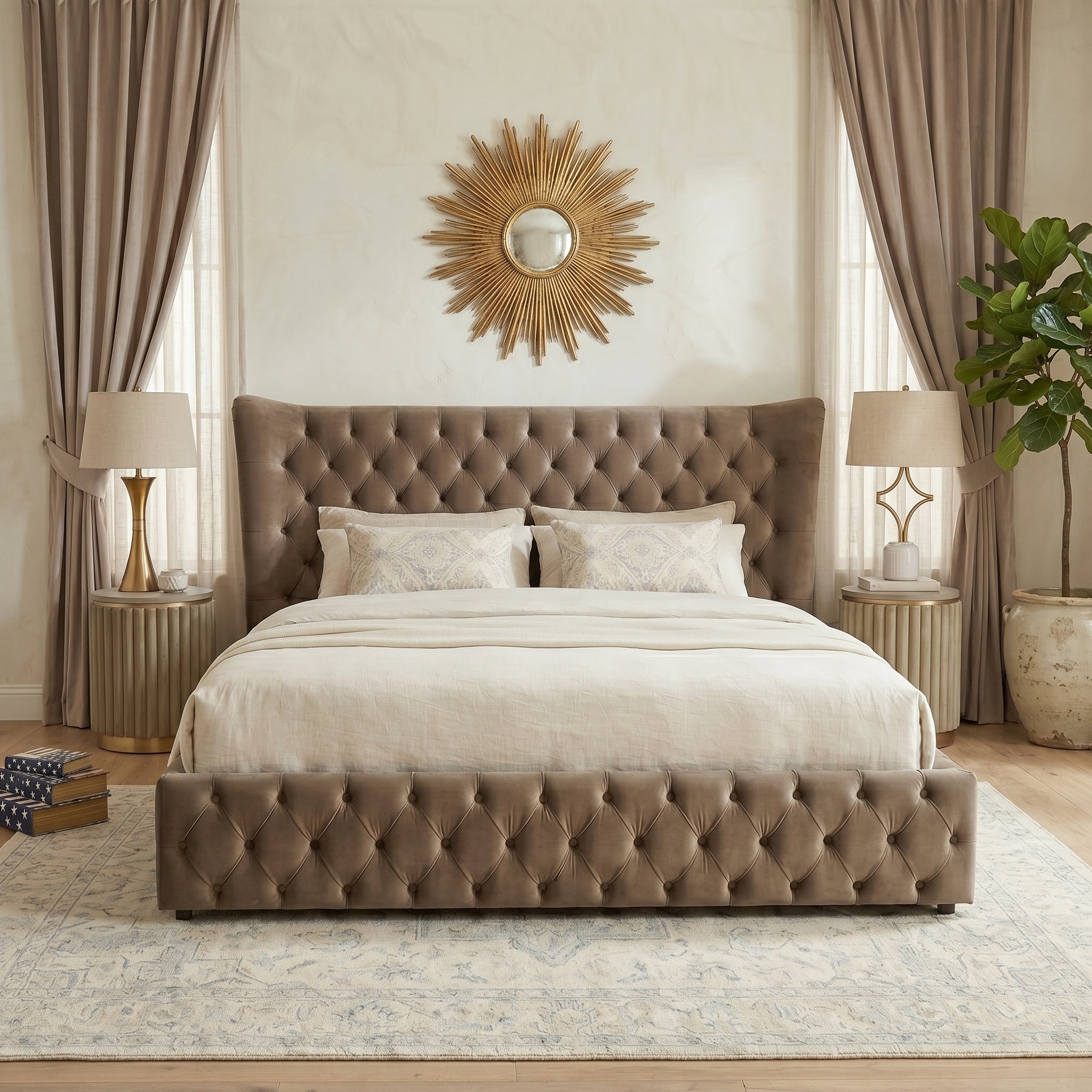 Chesterfield Wing Back Ottoman Bed Frame