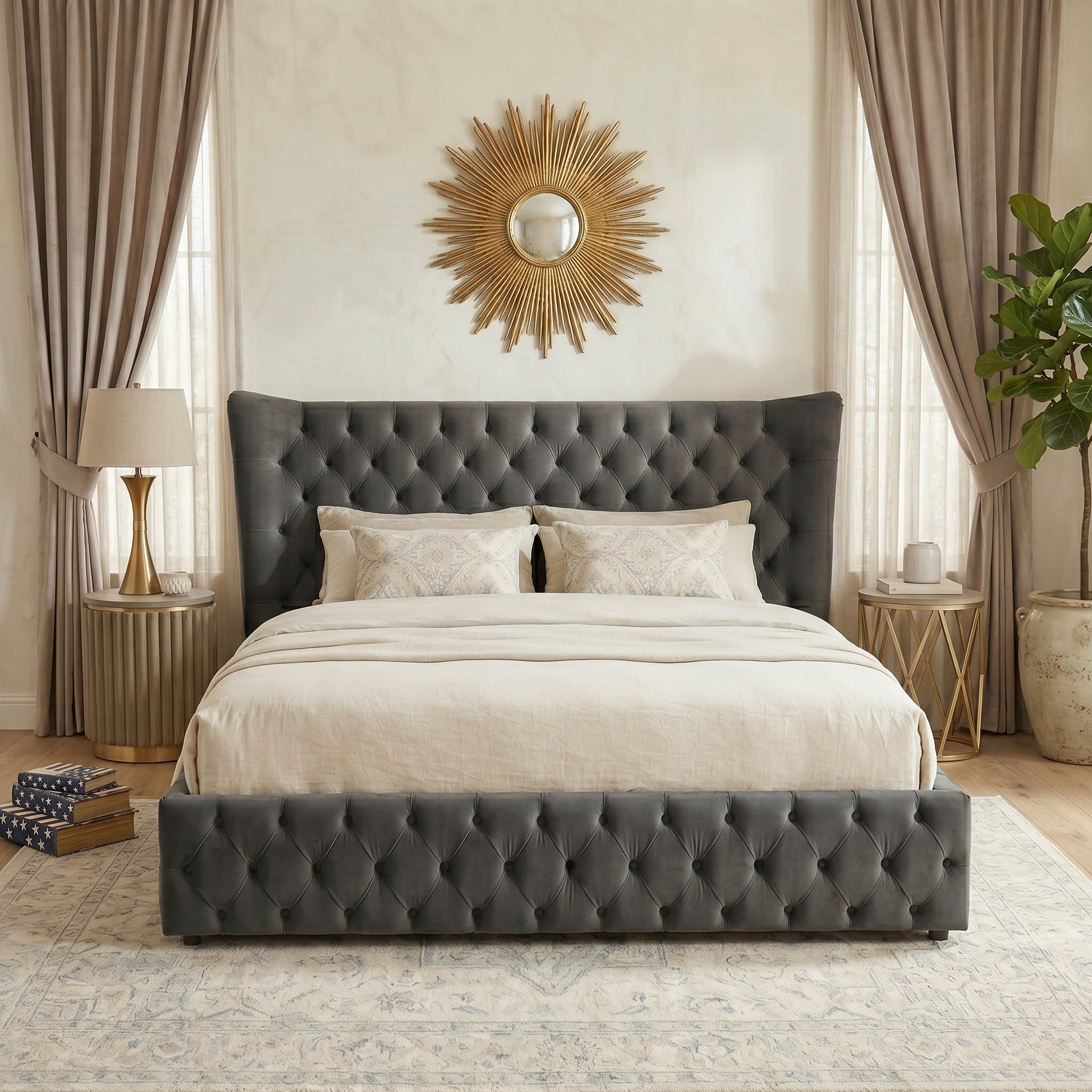 Chesterfield Wing Back Ottoman Bed Frame