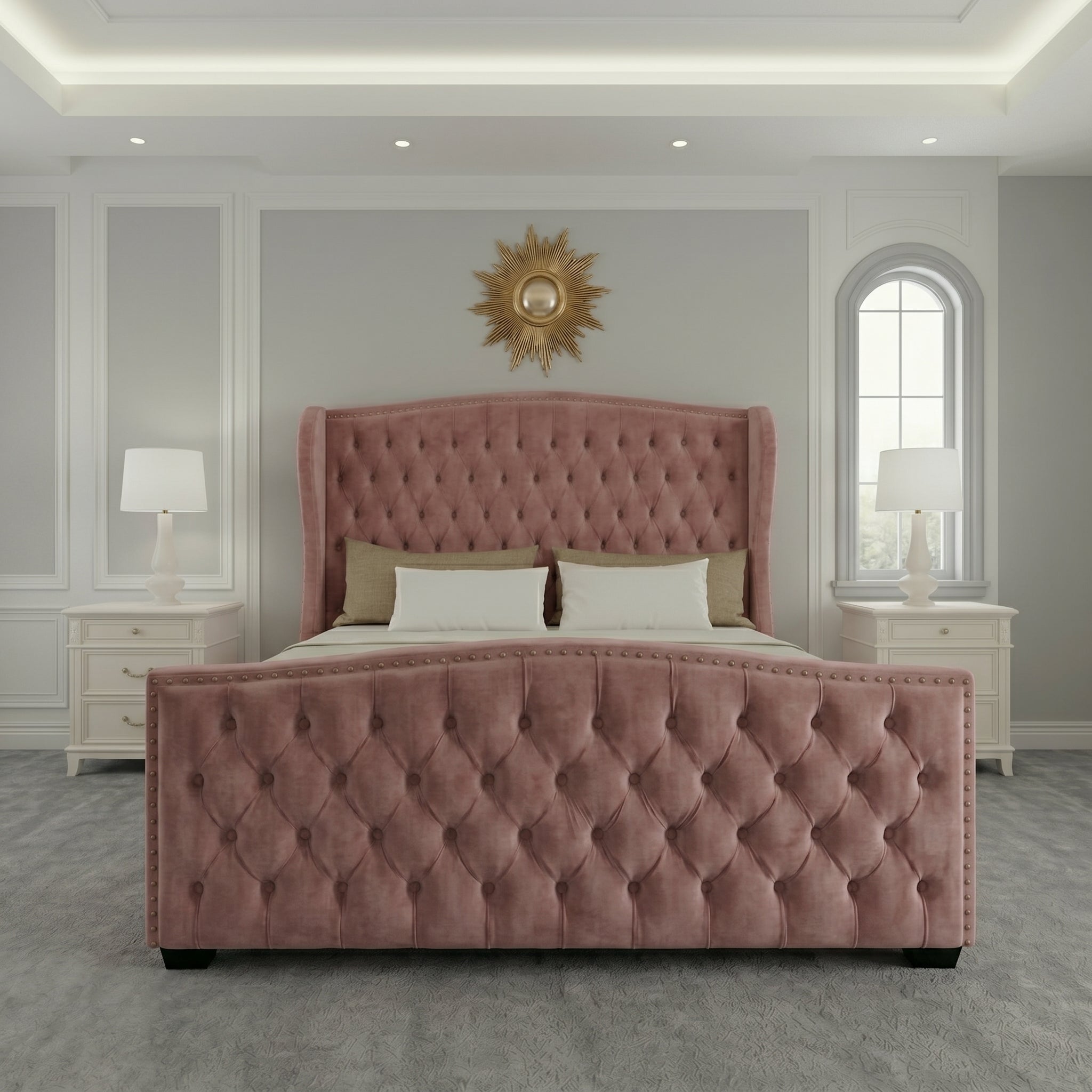 Buckingham Wingback Upholstered Bed with Classic Design