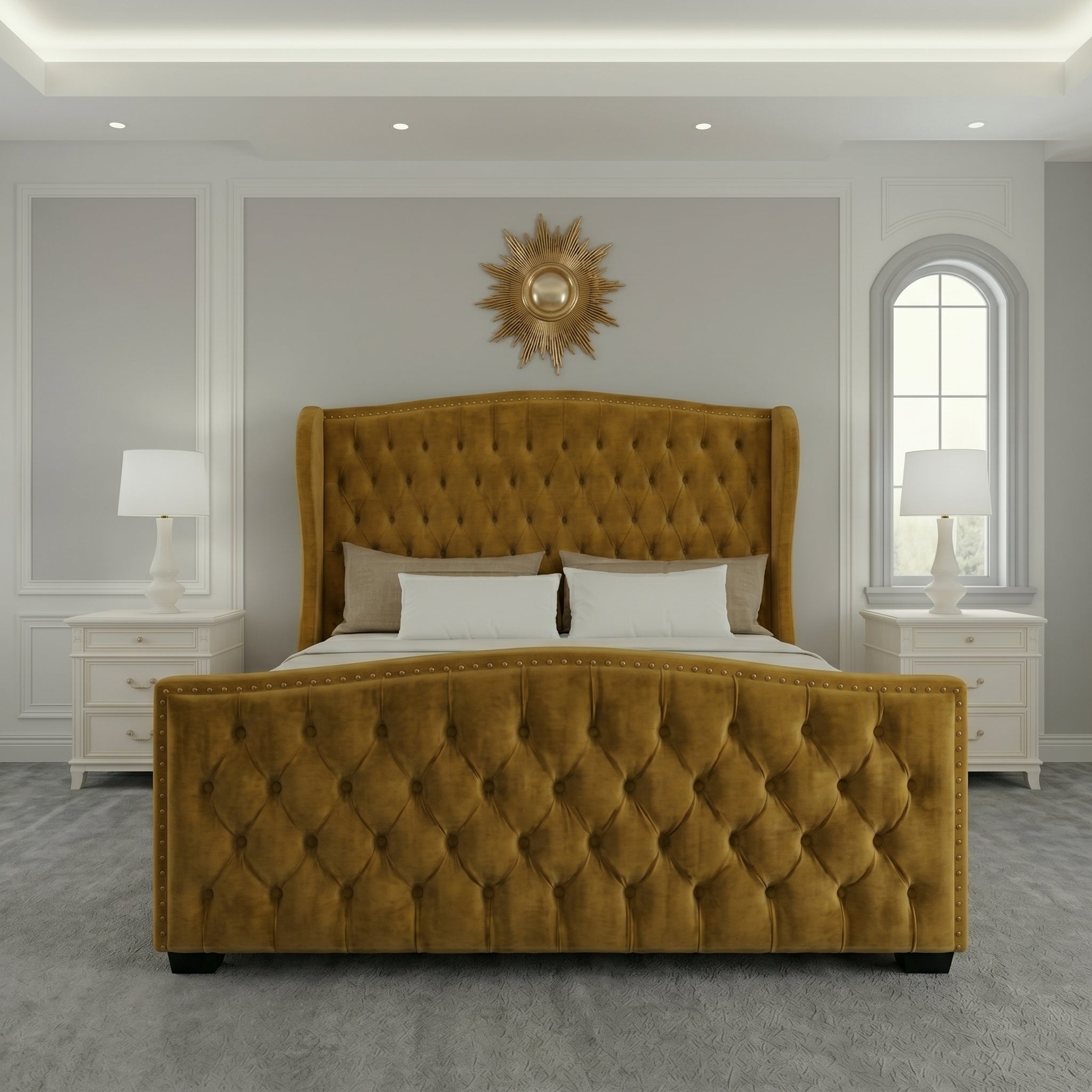 Buckingham Wingback Upholstered Bed with Classic Design