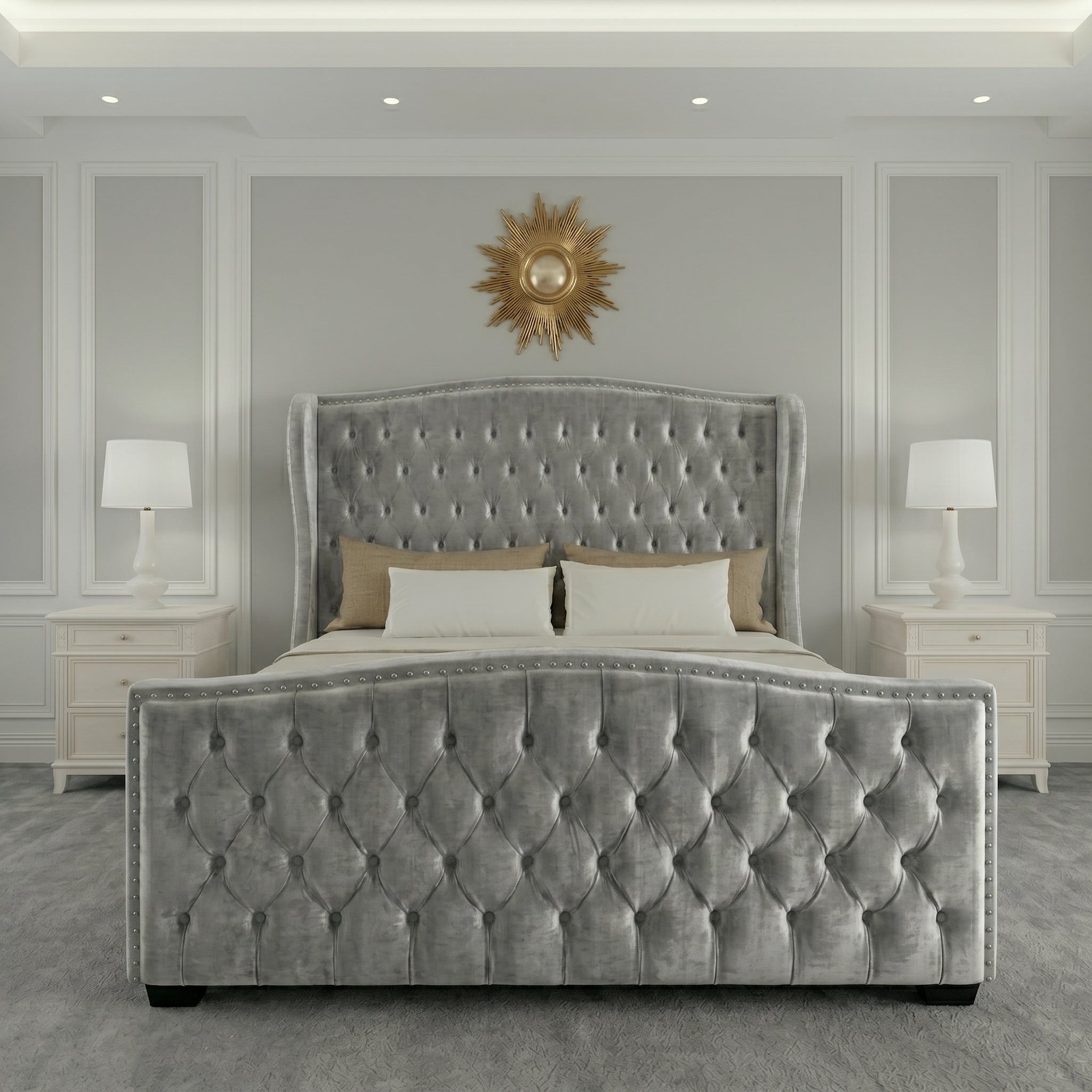 Buckingham Wingback Upholstered Bed with Classic Design