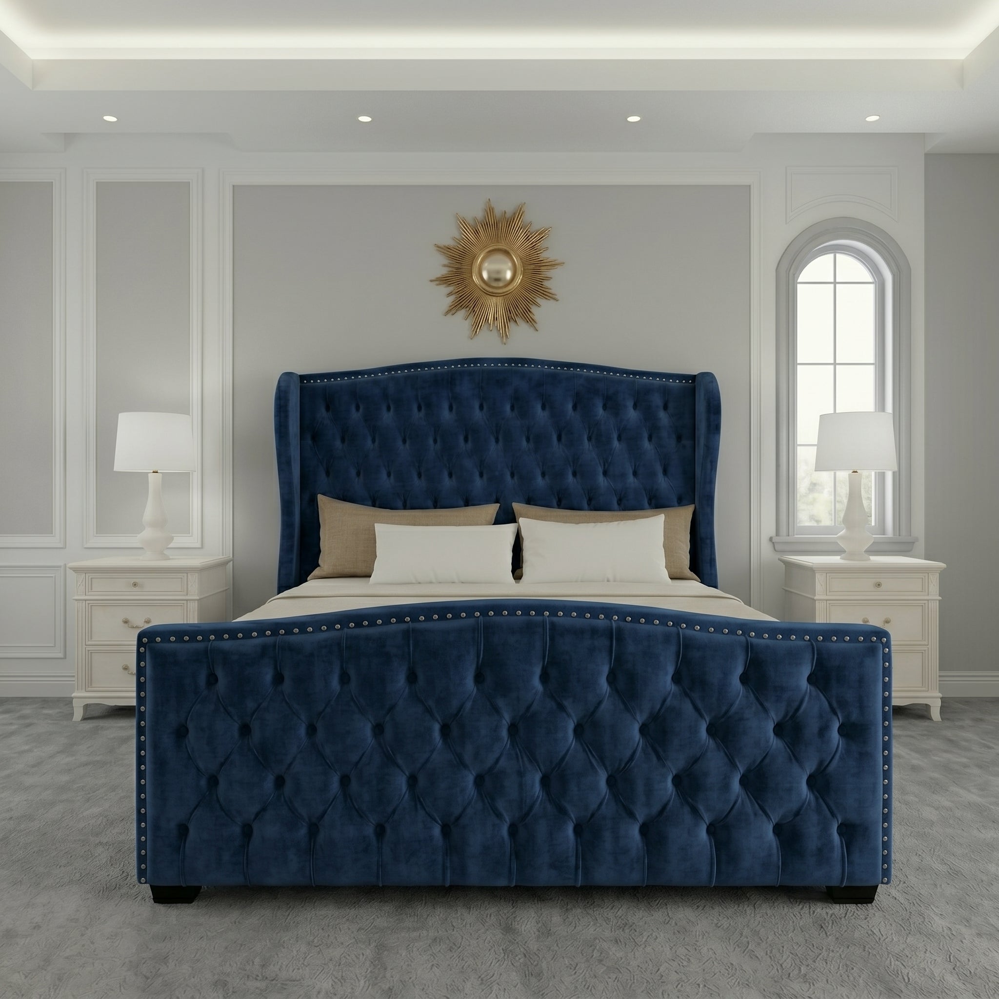 Buckingham Wingback Upholstered Bed with Classic Design