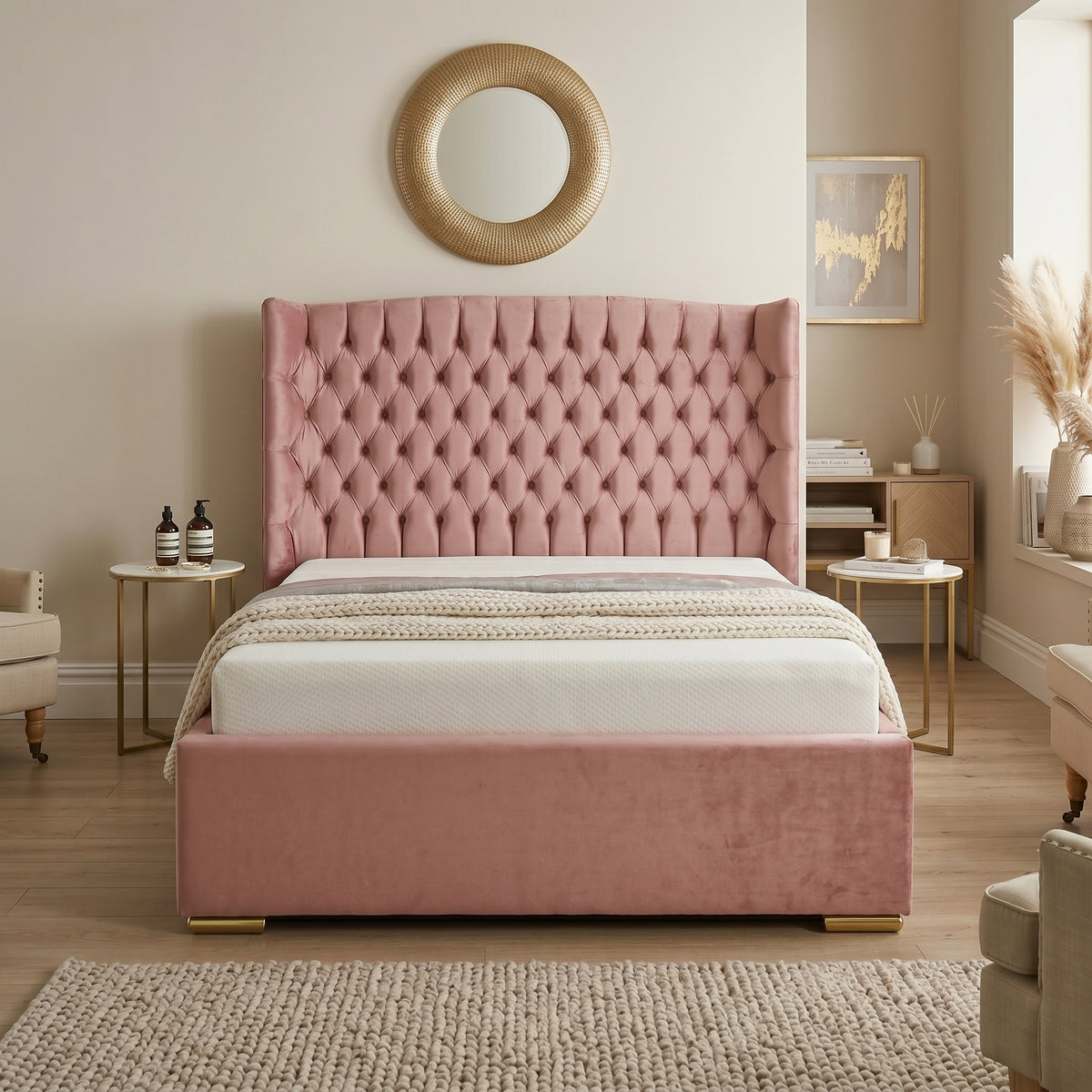 Wing Upholstered Chesterfield Bed - ORCHID FURNITURES