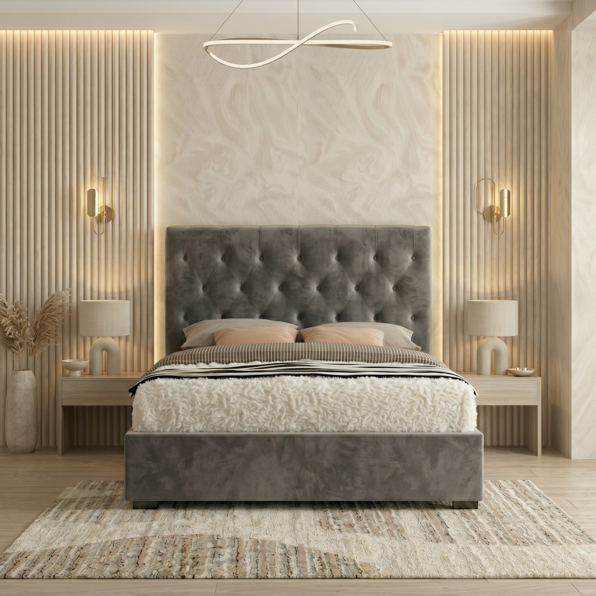 Majestic Chesterfield Cream Ottoman Bed King Size