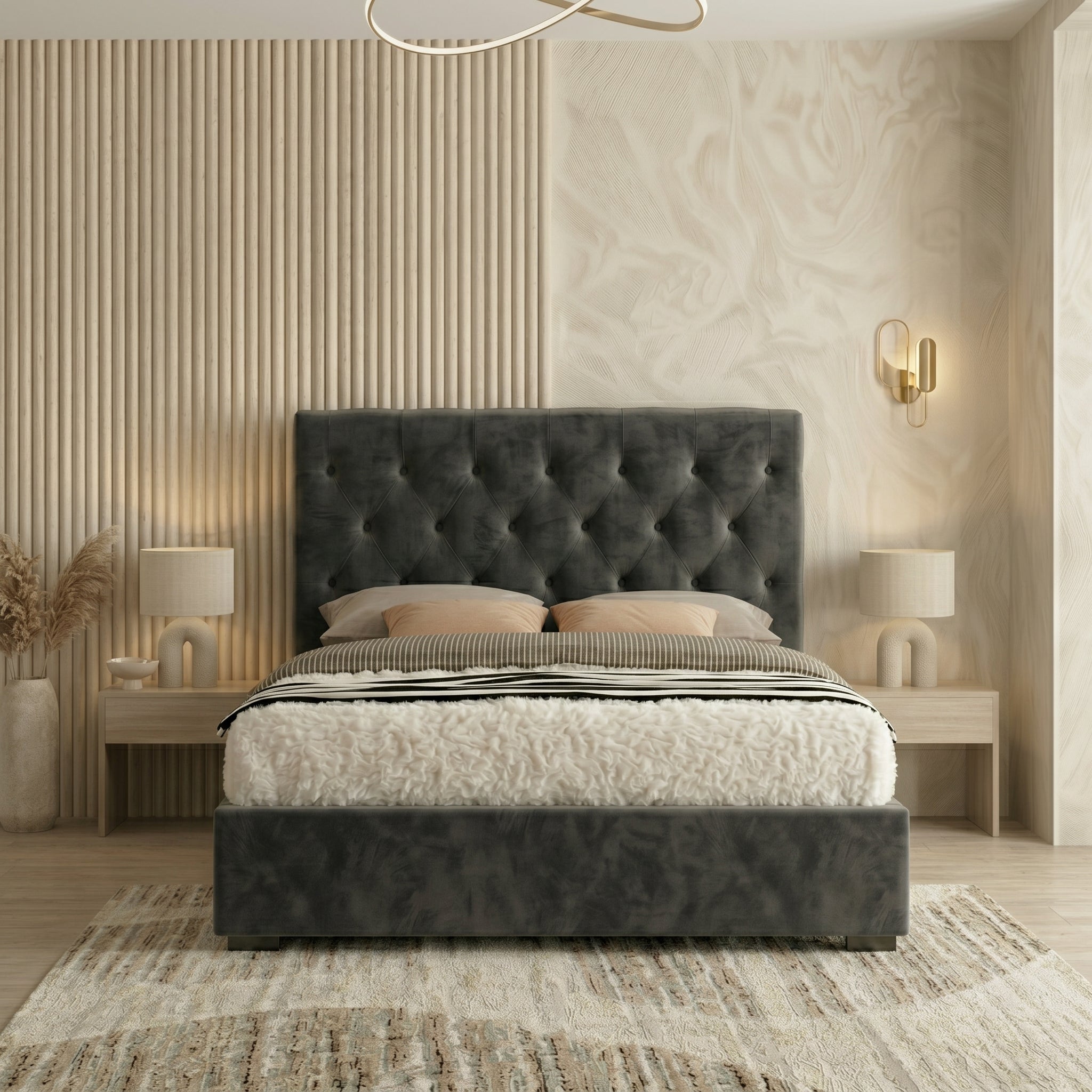 Majestic Chesterfield Cream Ottoman Bed King Size