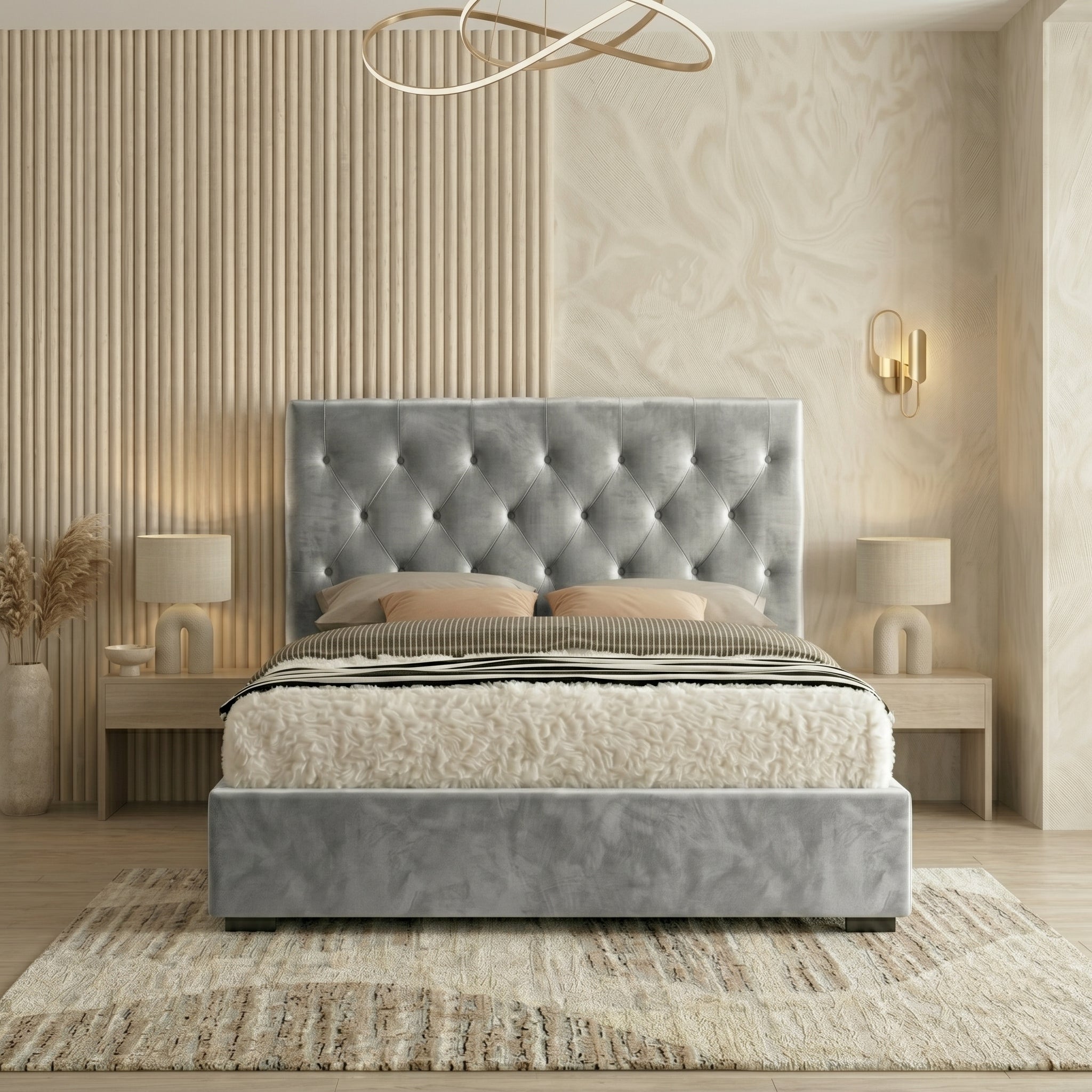 Majestic Chesterfield Cream Ottoman Bed King Size