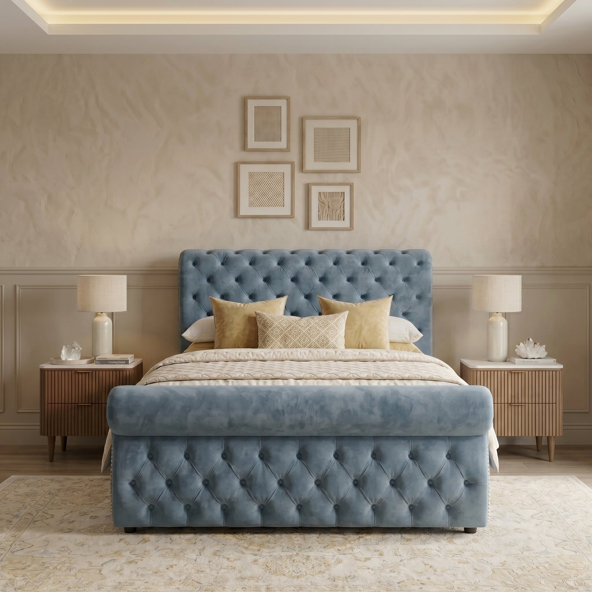 Elegant Upholstered Bed with Ottoman Storage Option