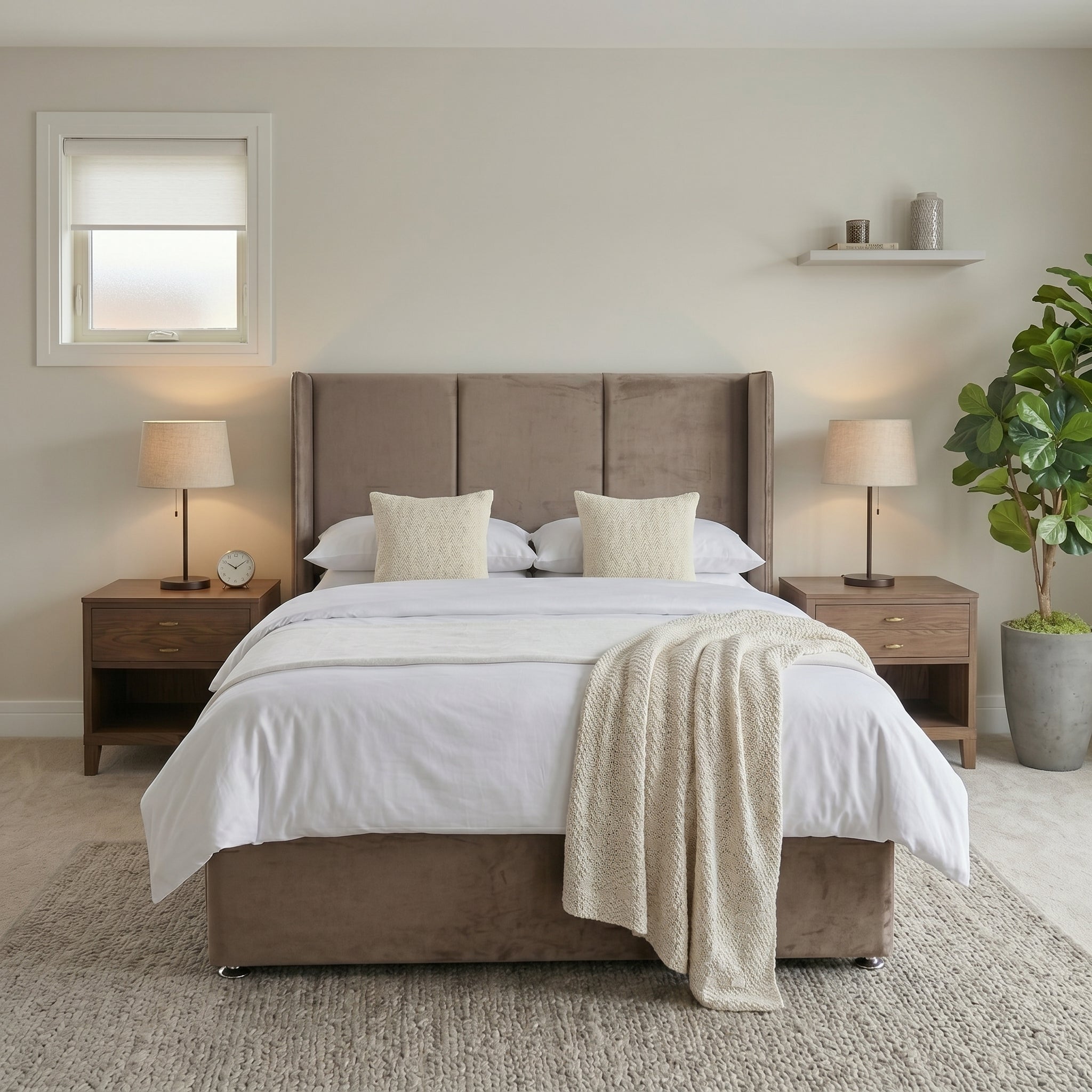 Wingback Upholstered Ottoman Bed Frame
