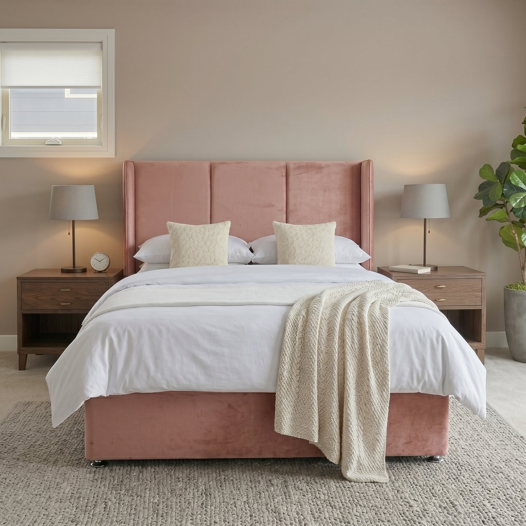 Wingback Upholstered Ottoman Bed Frame