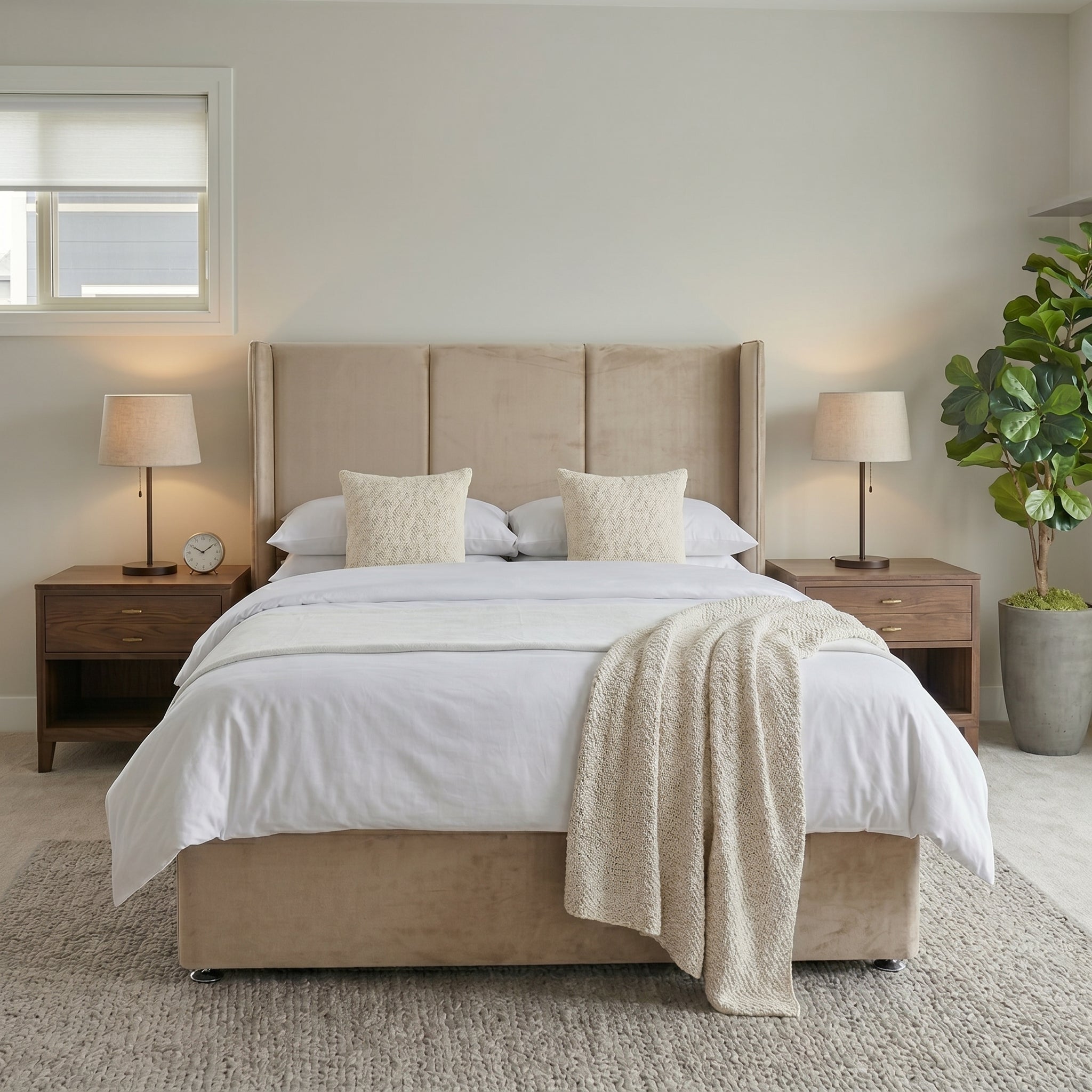 Wingback Upholstered Ottoman Bed Frame