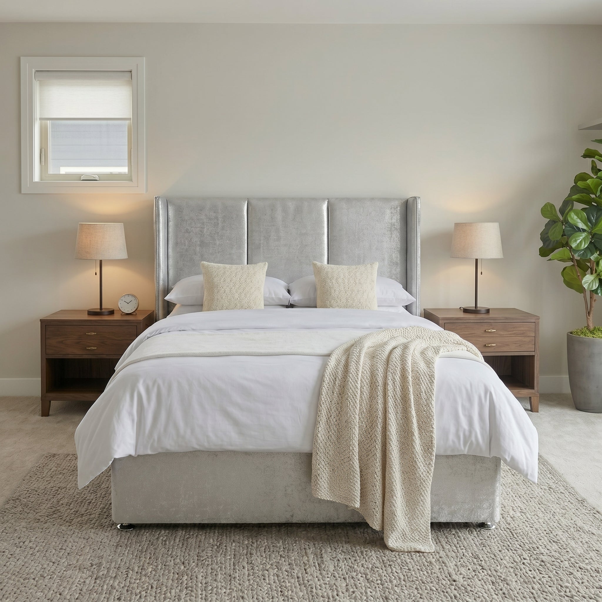 Wingback Upholstered Ottoman Bed Frame