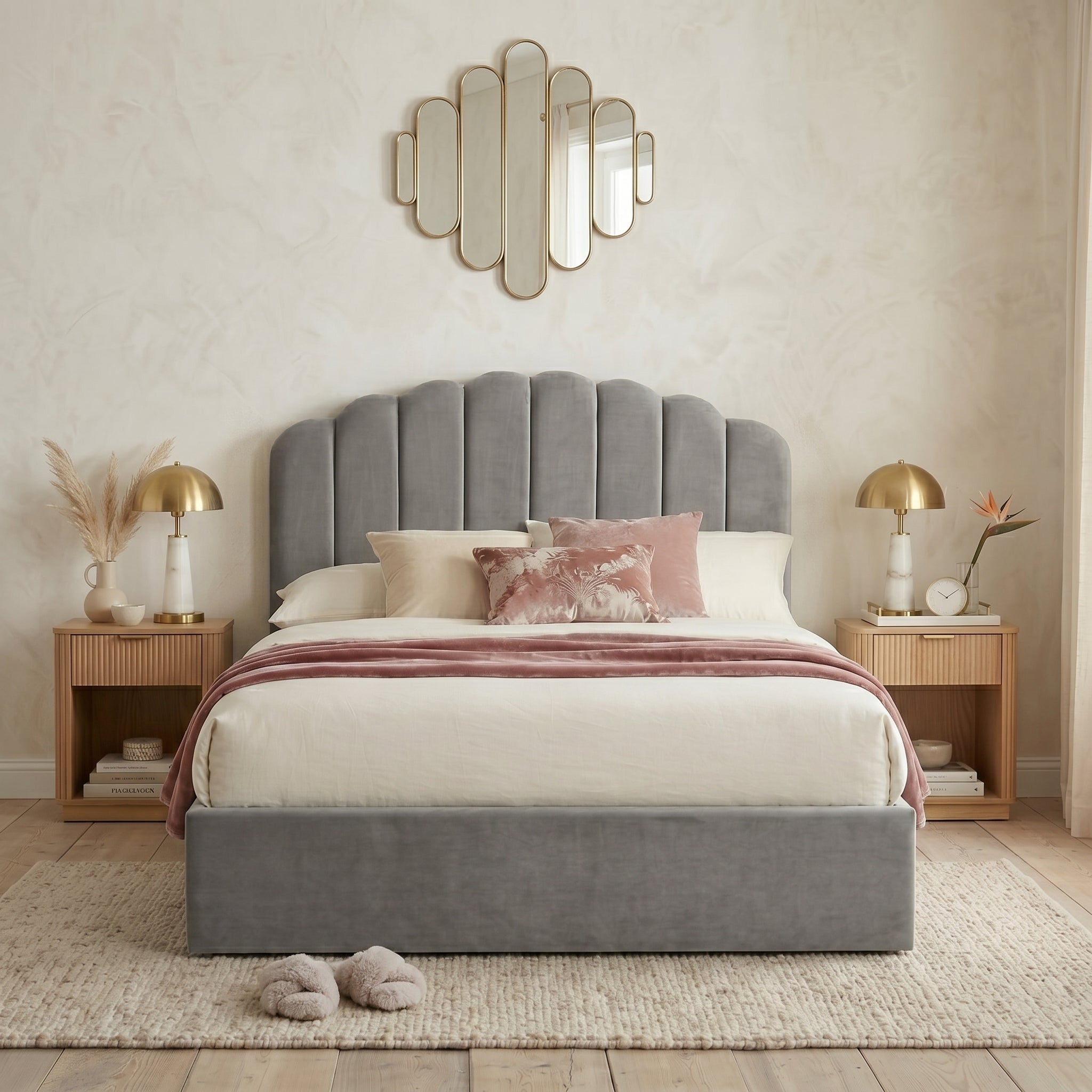 Orchid Teddy Fleece Ottoman Bed with 49" Headboard Beds Sale
