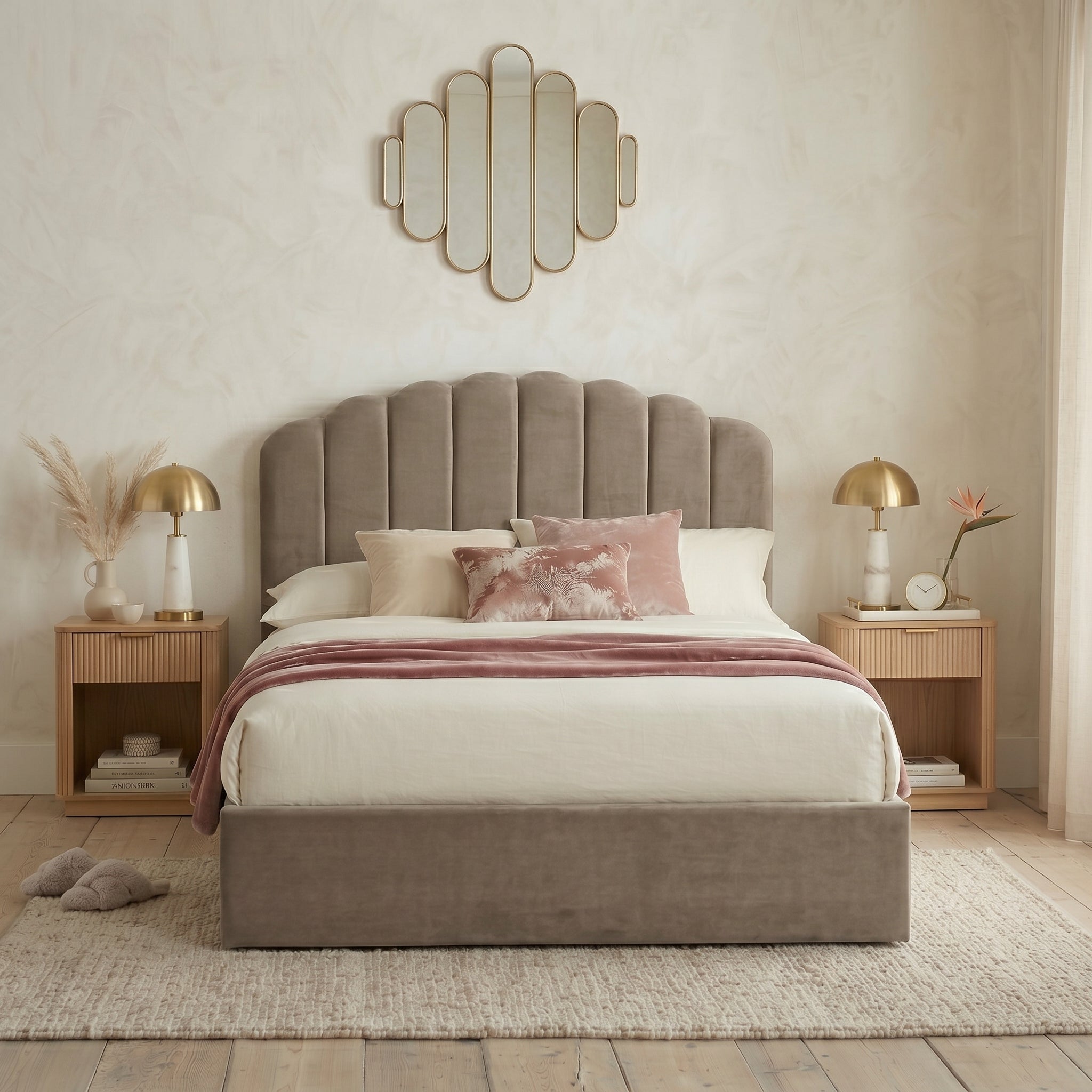Orchid Teddy Fleece Ottoman Bed with 49" Headboard Beds Sale