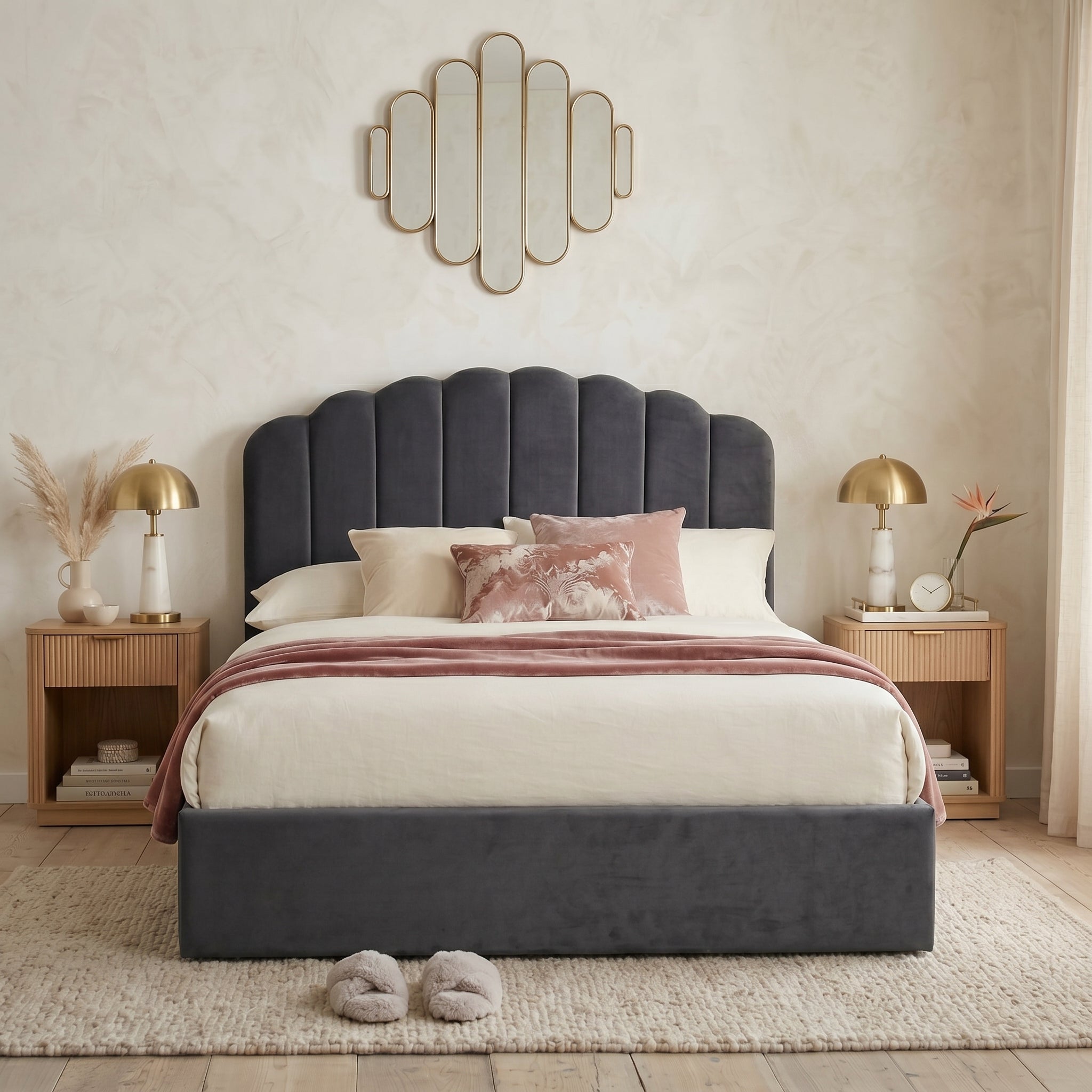 Orchid Teddy Fleece Ottoman Bed with 49" Headboard Beds Sale