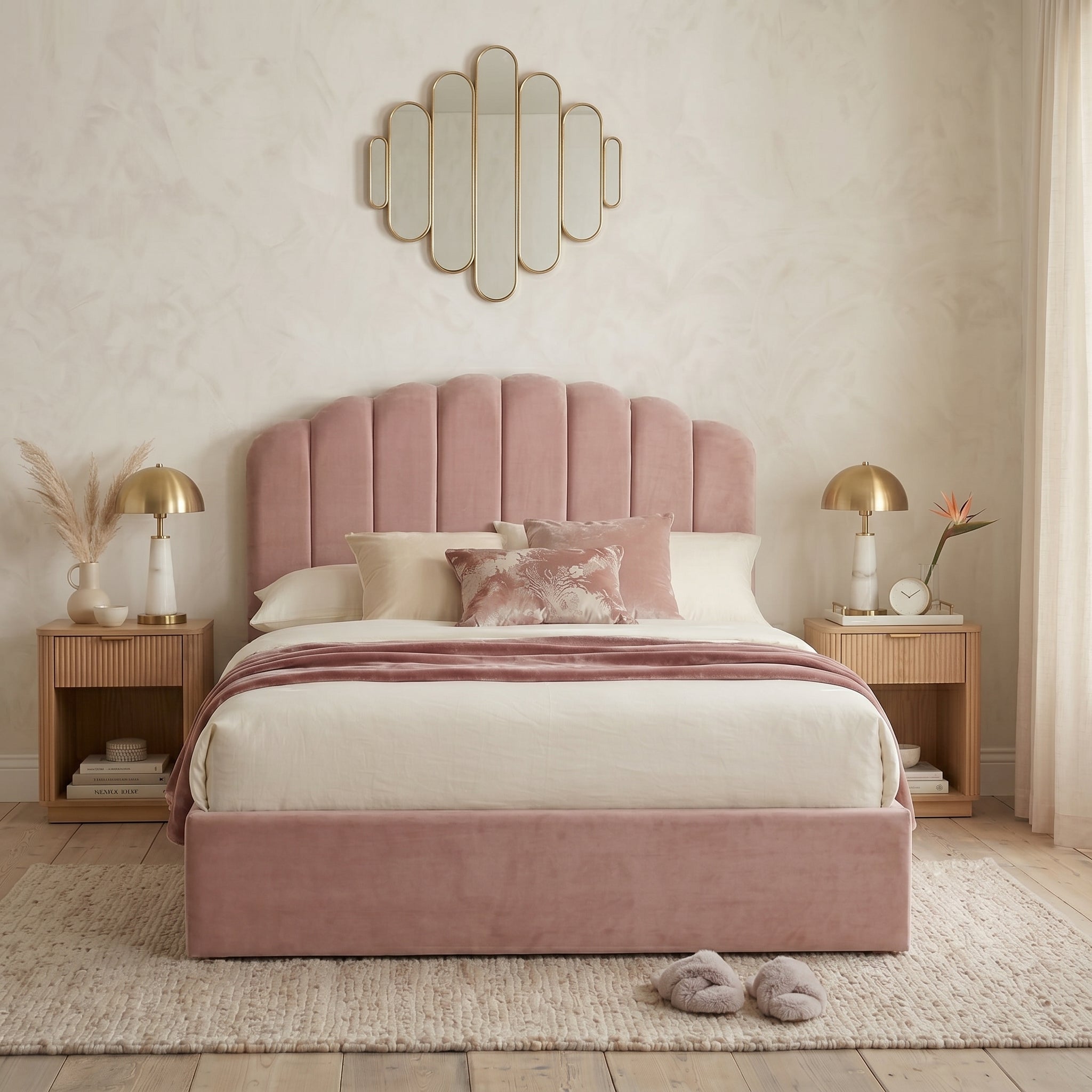 Orchid Teddy Fleece Ottoman Bed with 49" Headboard Beds Sale