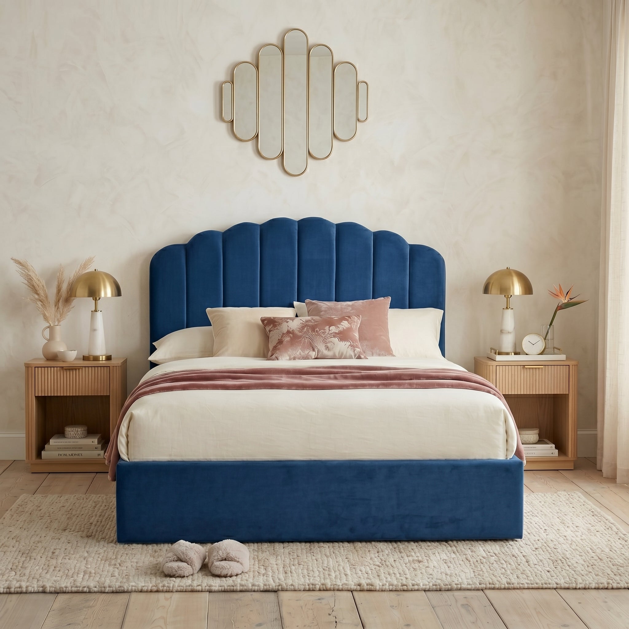 Orchid Teddy Fleece Ottoman Bed with 49" Headboard Beds Sale