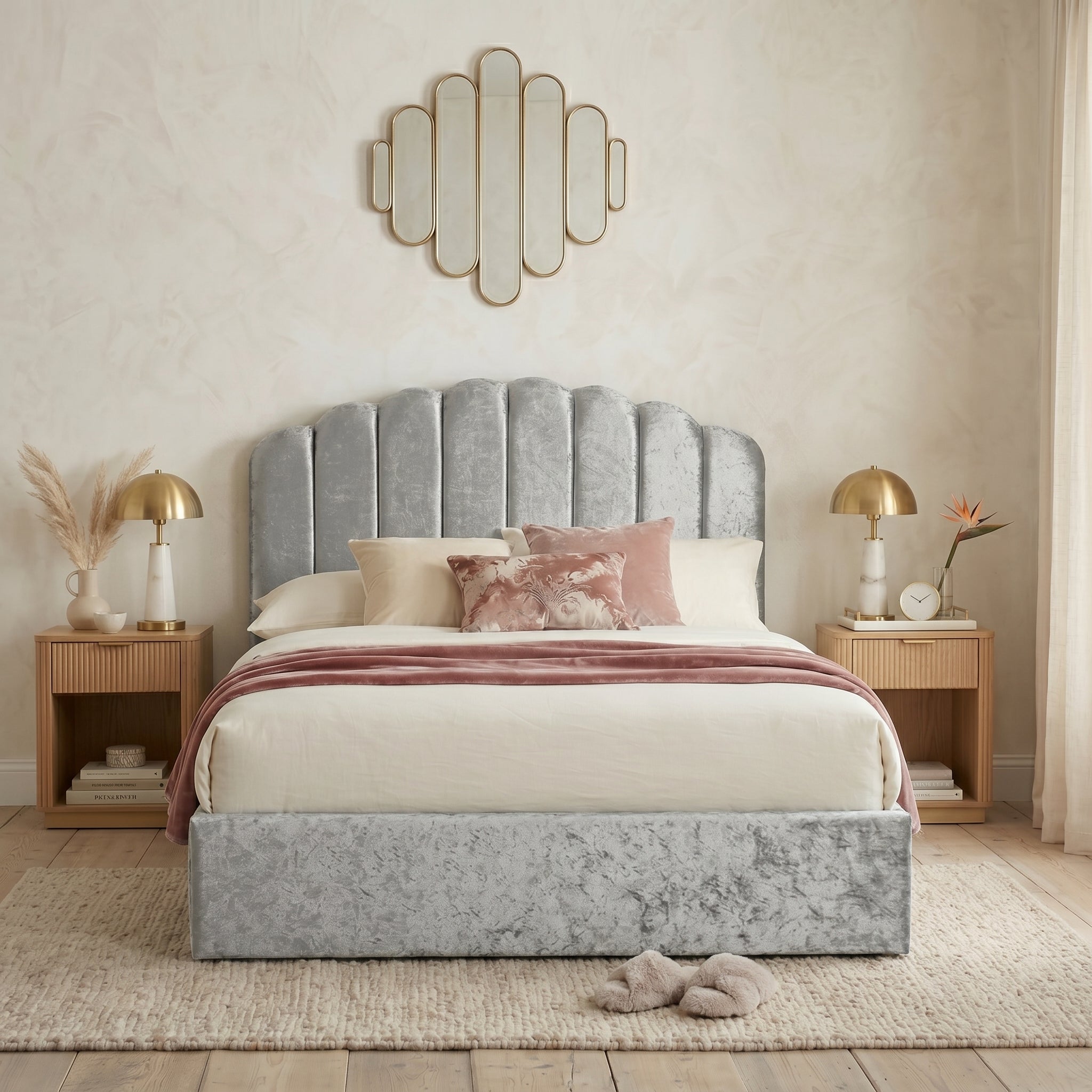 Orchid Teddy Fleece Ottoman Bed with 49" Headboard Beds Sale