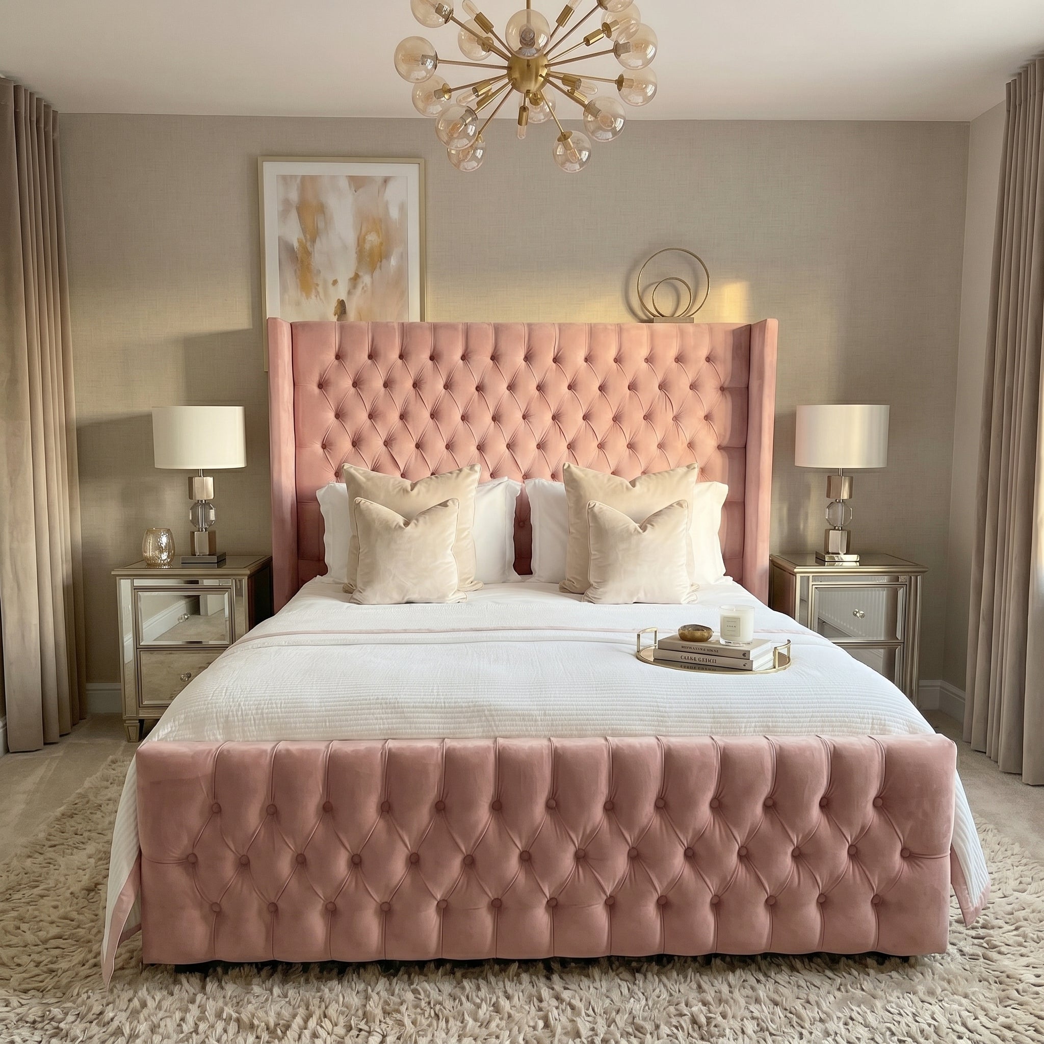Wingback Upholstered Bed Frame Discounted Price