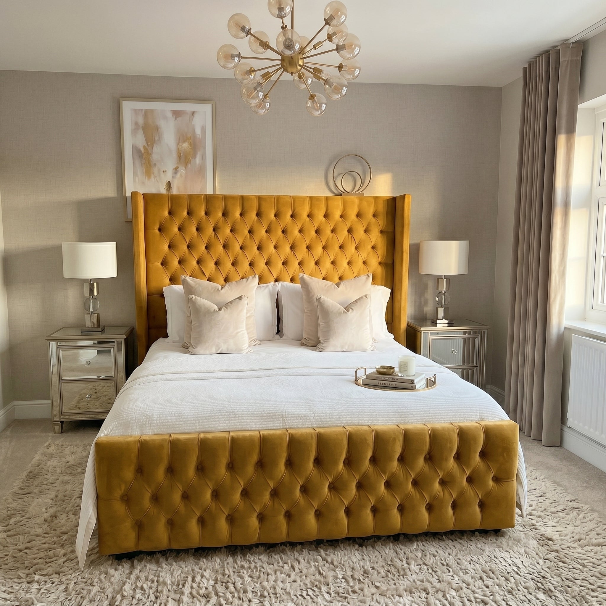 Wingback Upholstered Bed Frame Discounted Price