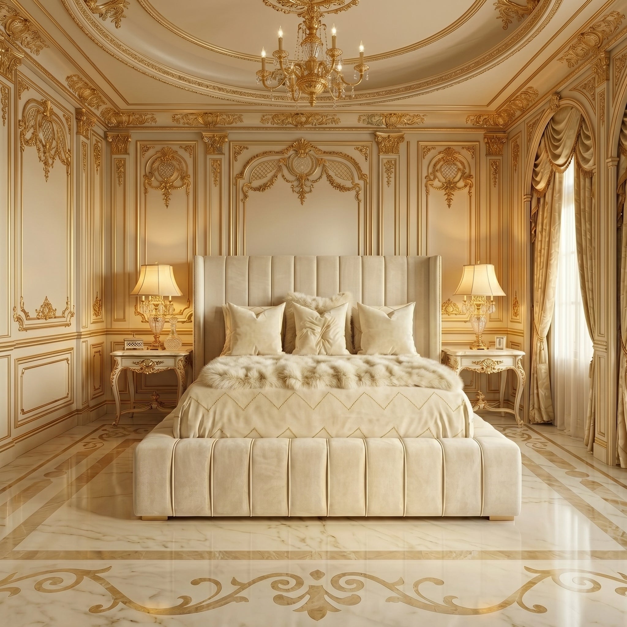 Ambassador Plush Velvet Upholstered Bed Frame