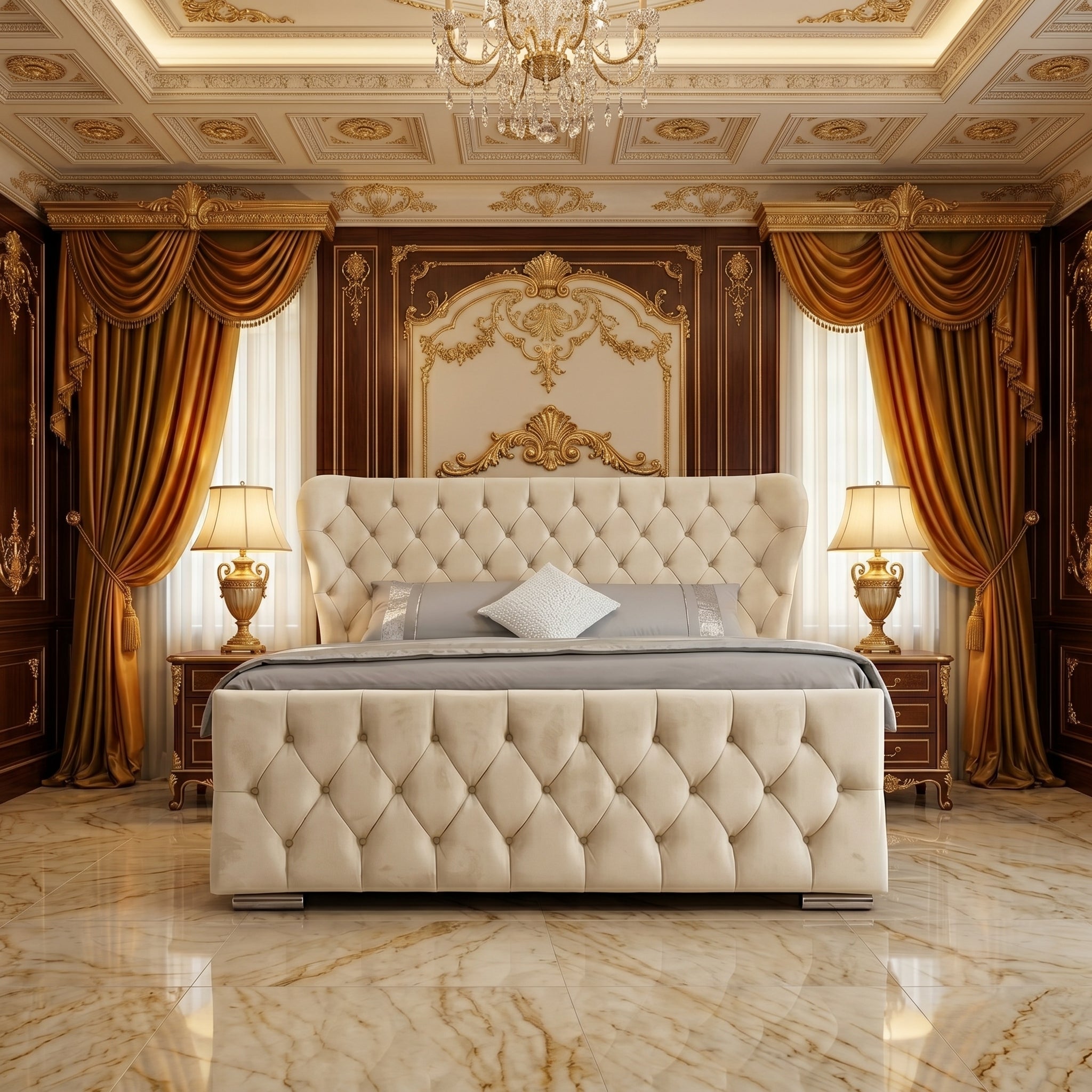 Butterfly Upholstered Wingback Paris Bed