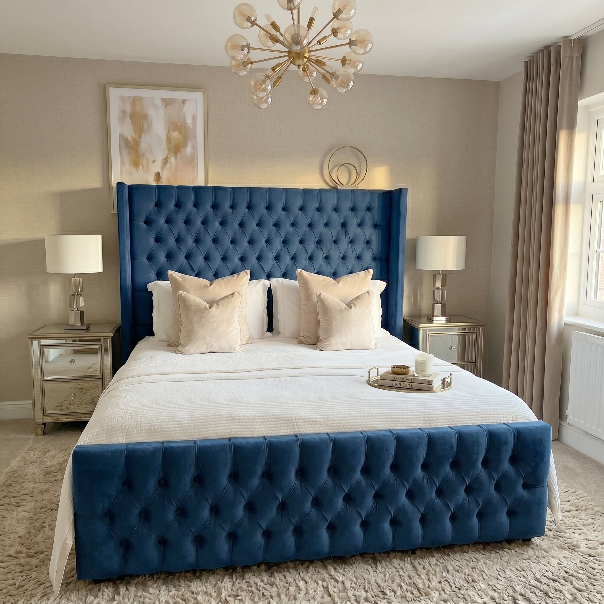 Wingback Upholstered Bed Frame Discounted Price