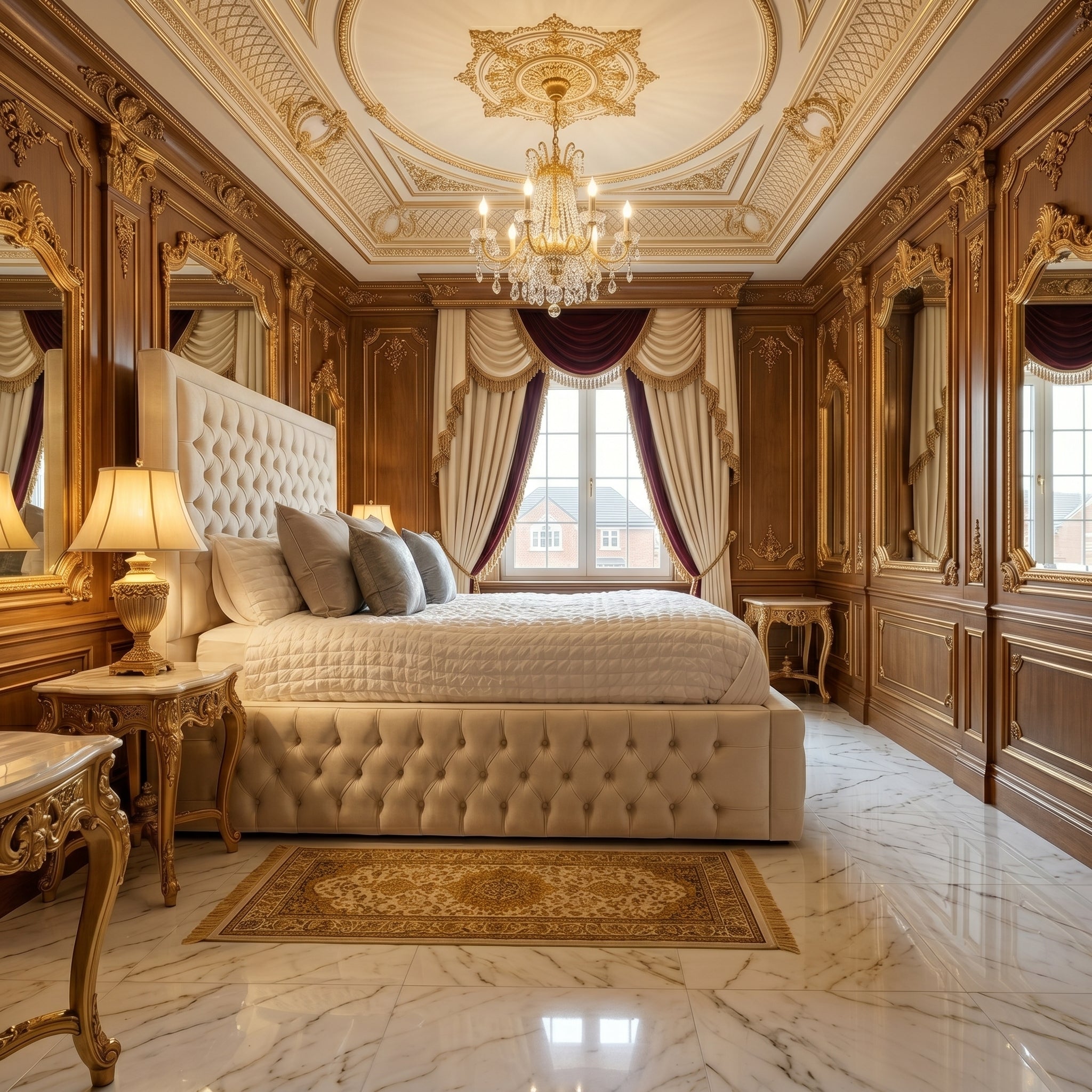 Luxurious Tufted High Headboard Ottoman Bed Frame