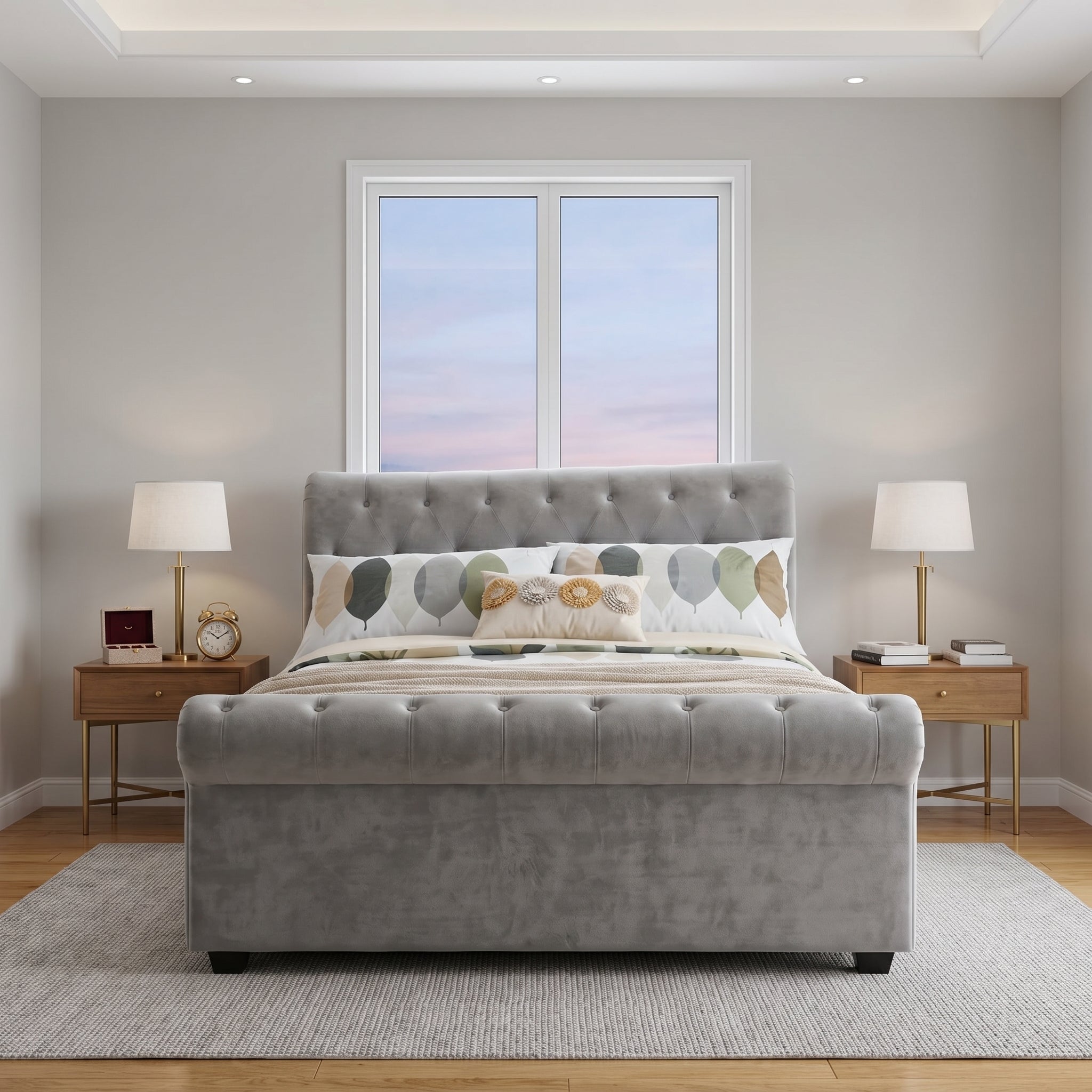 Wooden Bed Frame Upholstered Single to King Size Available
