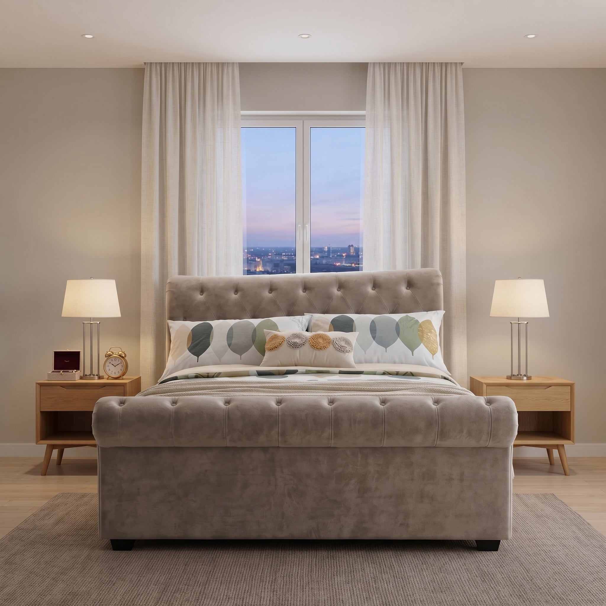 Wooden Bed Frame Upholstered Single to King Size Available