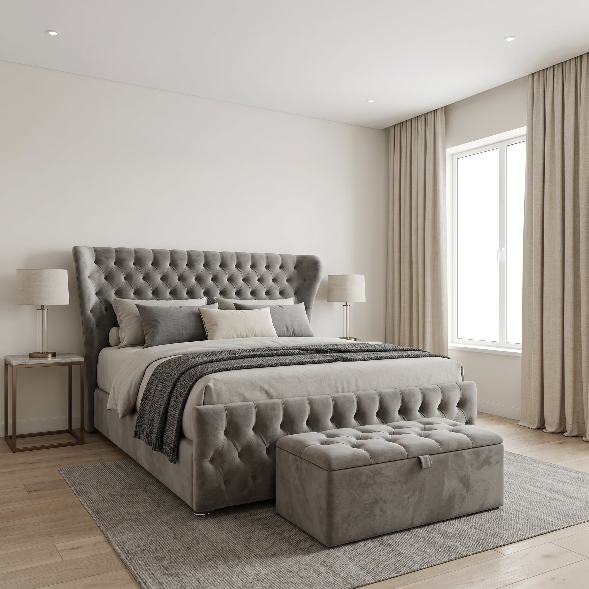 Winged Butterfly Chesterfield Sleigh Bed
