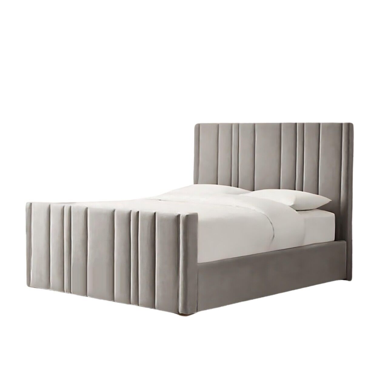 Platform Bed with Vertical Tufting