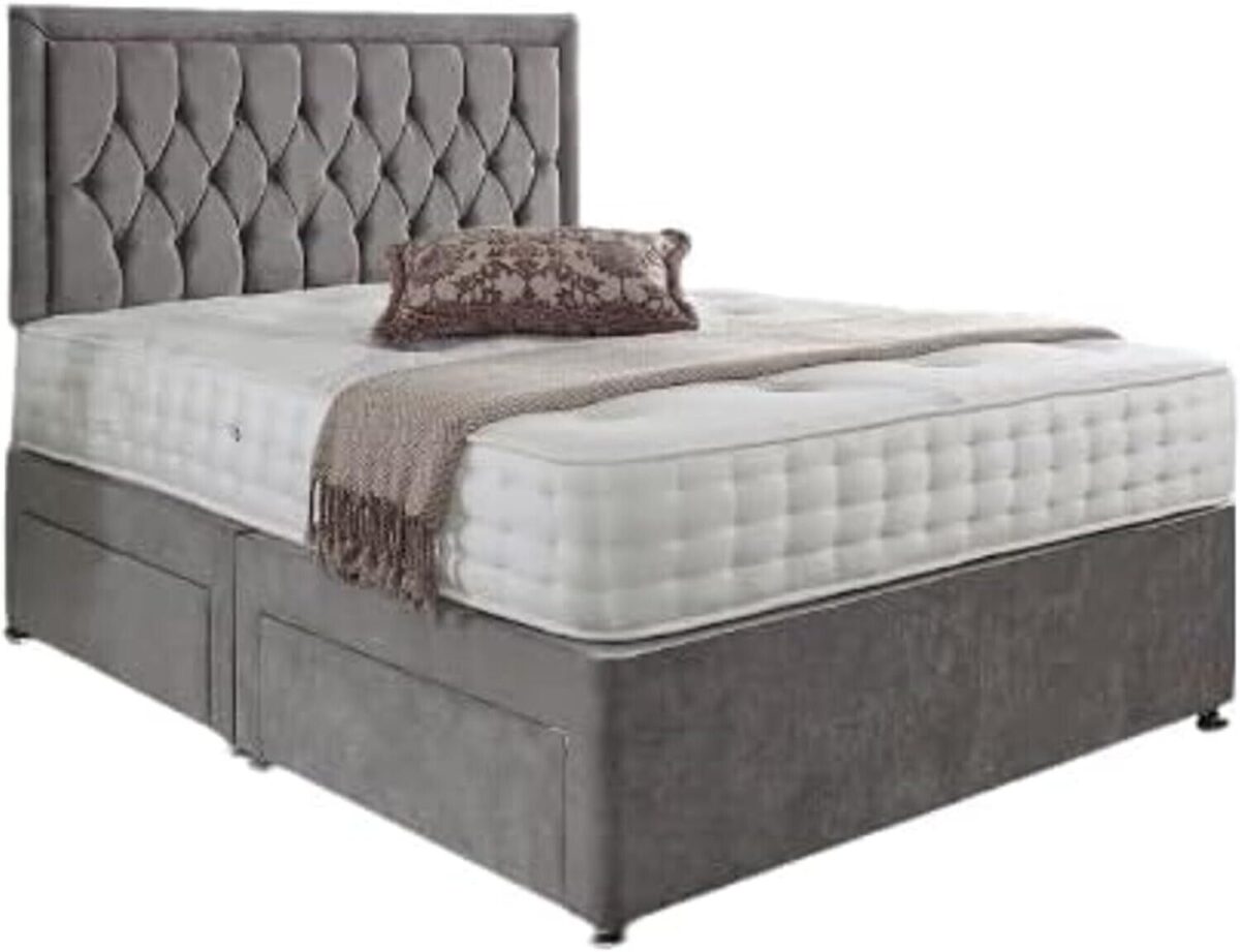 Sonita Upholstered Divan Bed Set with 2 Storage Drawers, 26” Headboard & Mattress