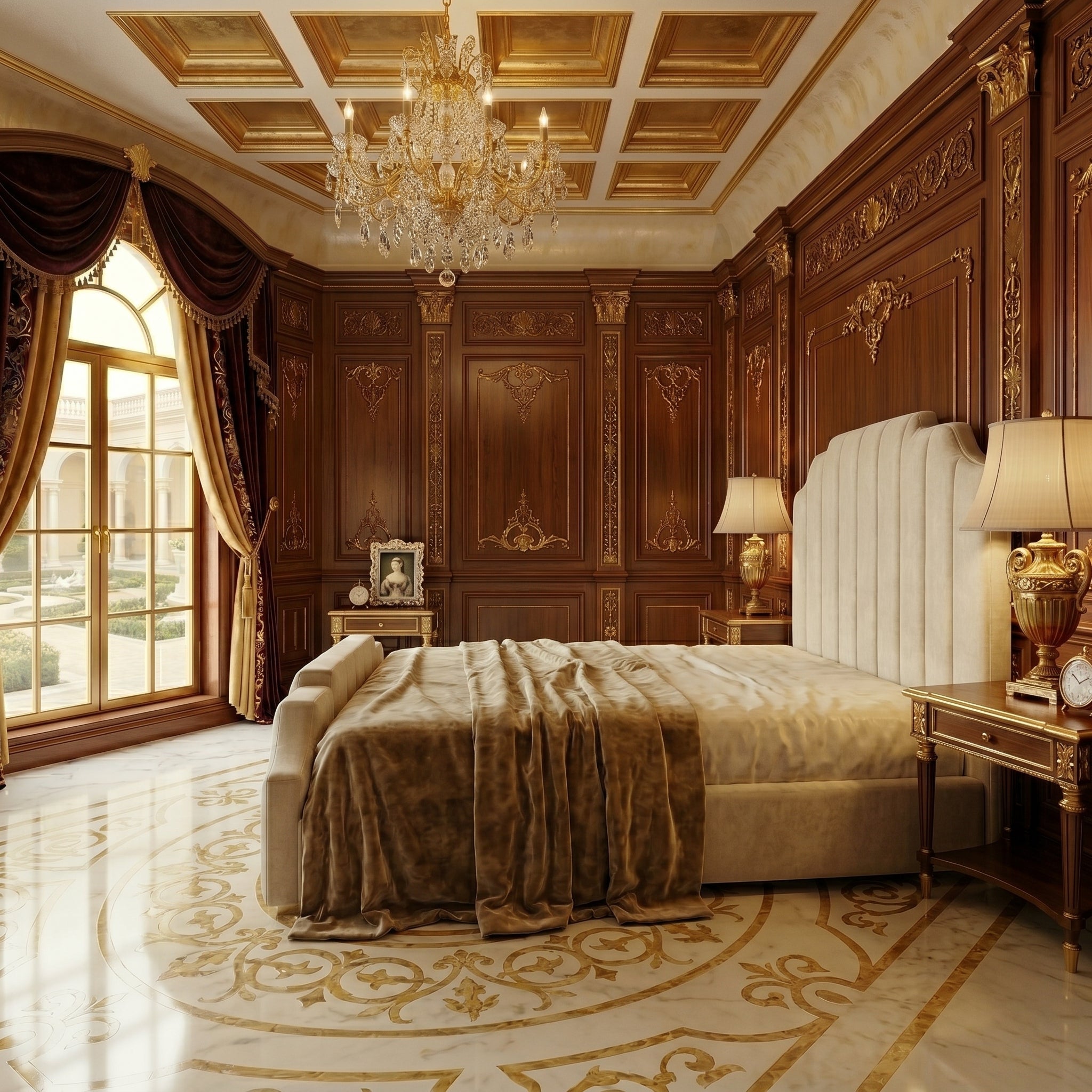 Elegant Modern Frame Bed with Upholstered Padded Headboard