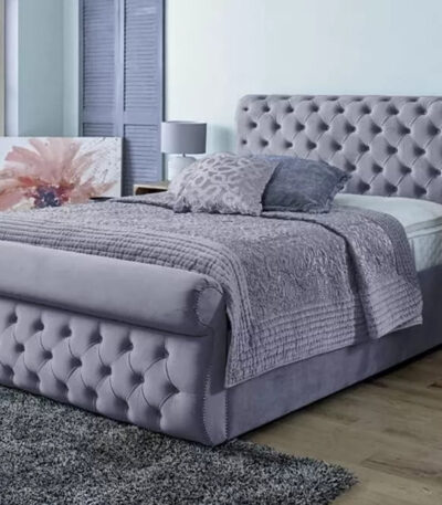 Grey Double Ottoman Bed